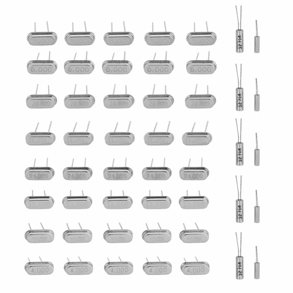 Crystal Resonators Kit 50pcs 10Value 32.768KHz-24MHz DIY Osciladores Set surtido