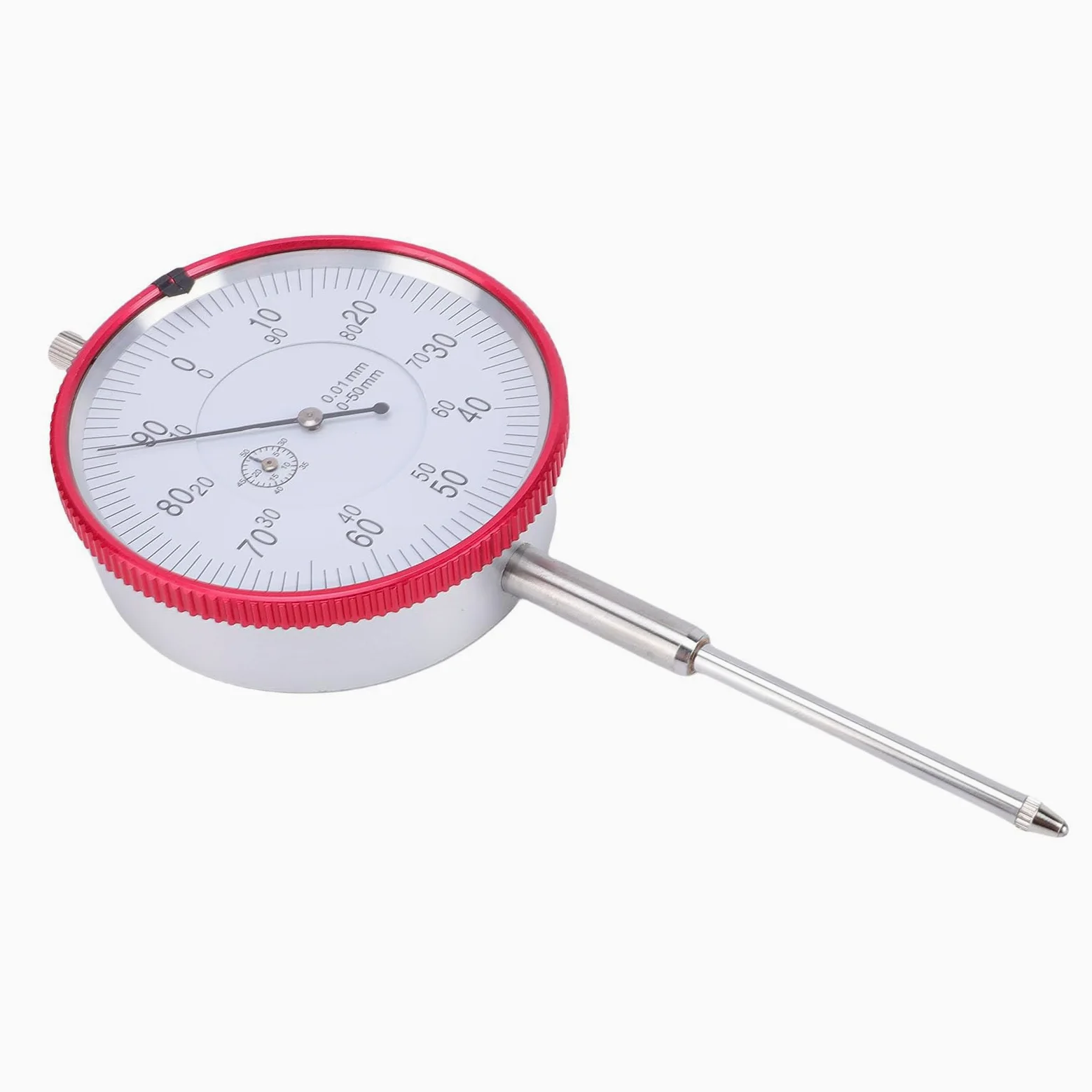 Bewinner Indicador de Dial de Puntero de Precisión de 0-50 Mm 0,01 Mm, Indicador de Prueba de Dial Mecánico con Punteros Dobles, Herramienta de Medición de Acero Inoxidable con Movimiento de Alta