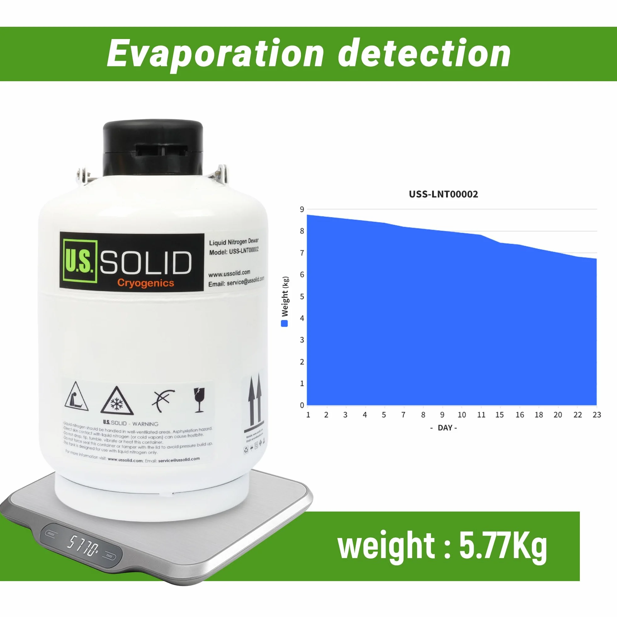 U.S. Solid 6L Criogénicas Contenedor Tanque de Nitrógeno Líquido Esperma Dewar con 6 Botes
