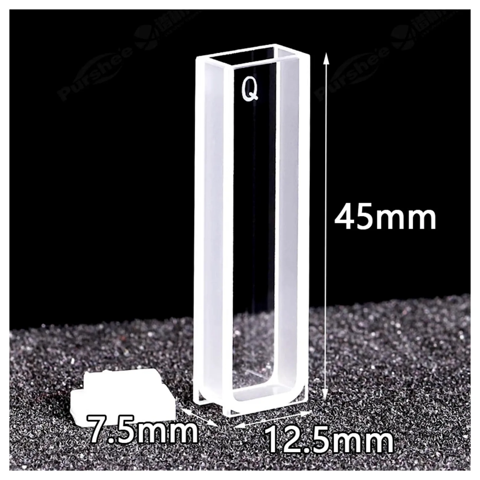 2 cubetas de Cuarzo con Tapa, Longitud de trayectoria de 5 mm, JGS1, Volumen de 1,75 ml, for espectrofotómetro(Fully fution)