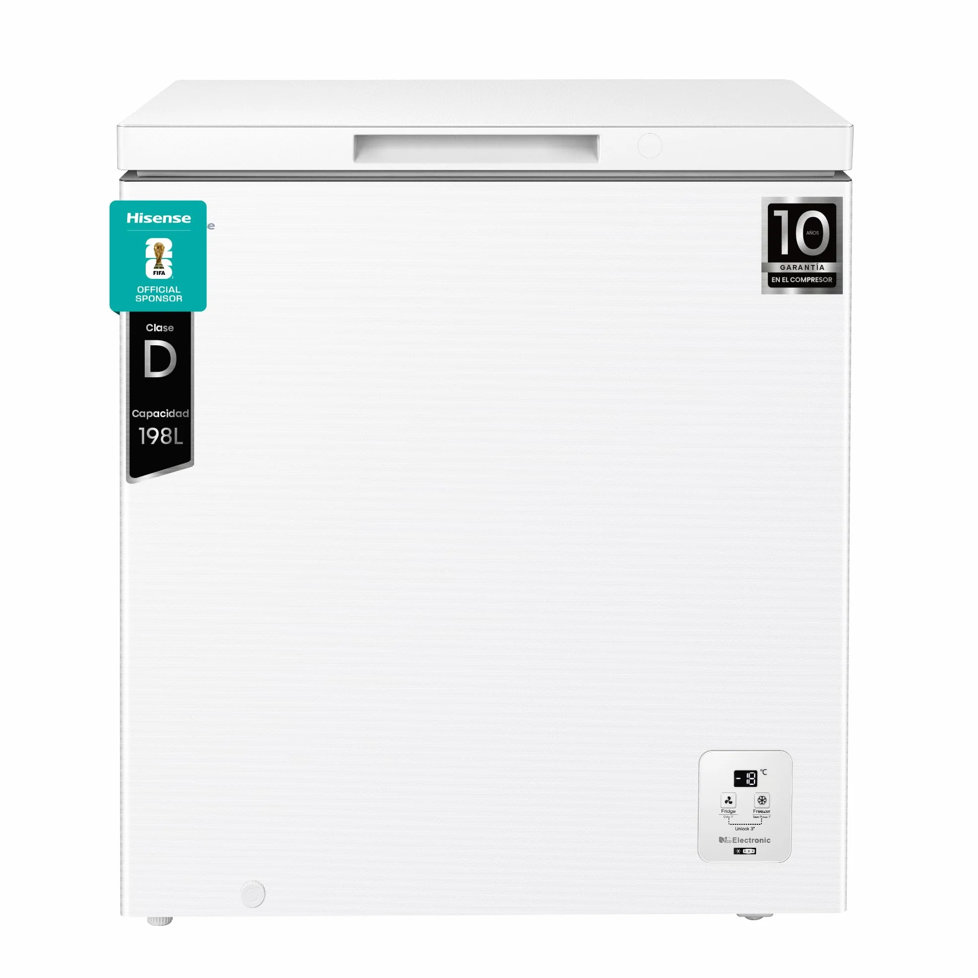 Hisense Arcón Congelador Horizontal 198L 86cm Congelación 360° Congelador Convertible Control Electrónico Temperatura Freezer Protect Blanco