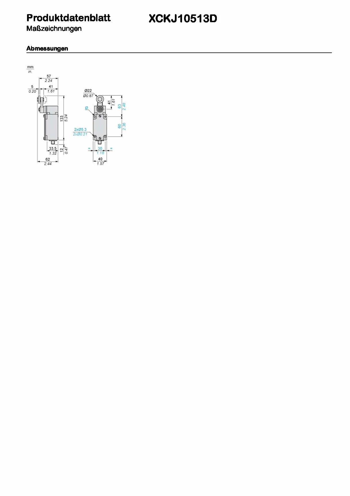 Schneider Electric XCKJ10513D Limit Switch Xckj, Steel Roller Lever, 1Nc+1No, Snap Action, M12