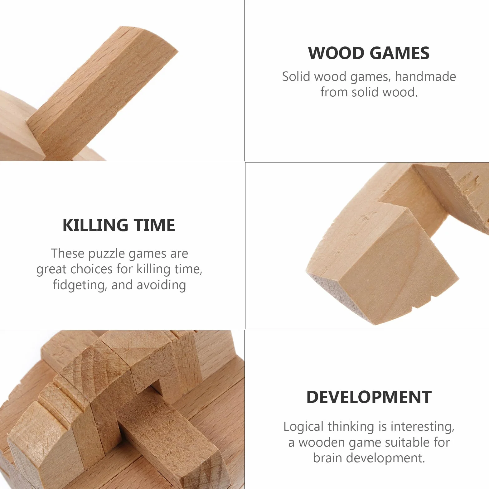 Juego de rompecabezas Luban Lock de madera natural 6 cm educativo para niños y adultos