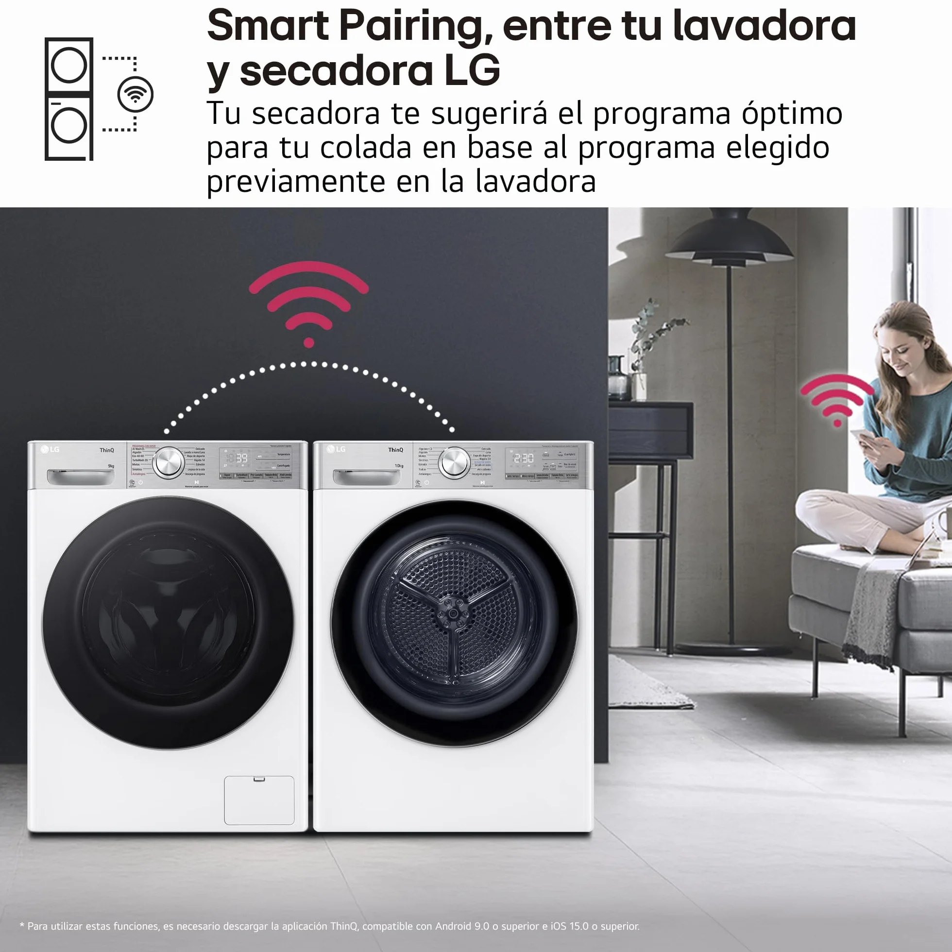 LG RH10V9AV2WR Secadora 10kg Bomba de Calor Dual Inverter Compressor Clase C Serie 900 Eco Hybrid Gran LED Acero Negro Mate