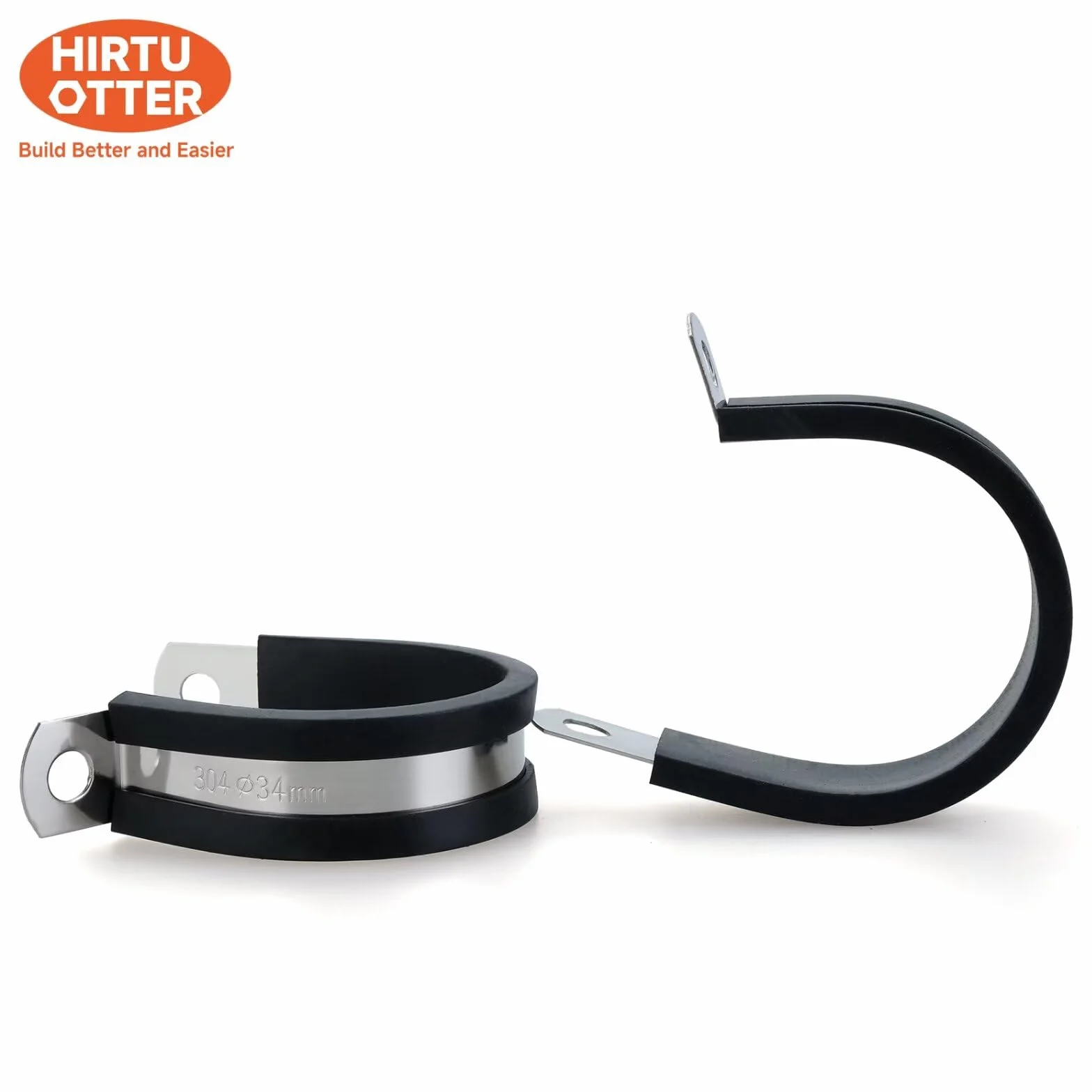 6 abrazaderas de cable de acero inoxidable 304 de 2-3/8 pulgadas con cojín recubierto de goma, abrazaderas de alambre aisladas para instalación de automóviles, tuberías, tubos, mangueras, líneas y