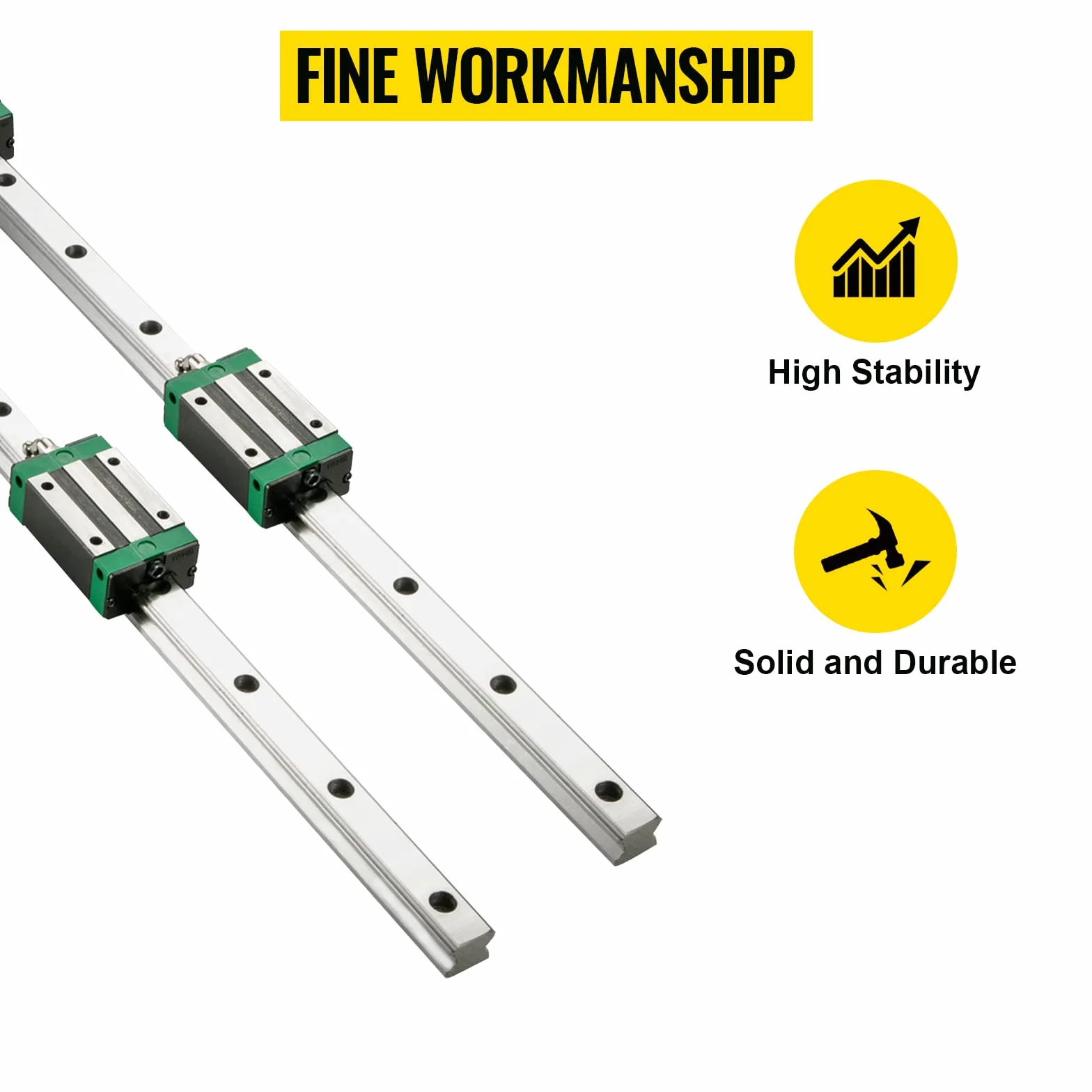 VEVOR Cojinete de Guía Lineal HSR20-1700mm 2pcs Rodamientos Riel Lineal con 4 Bloques para Máquinas Dobladoras