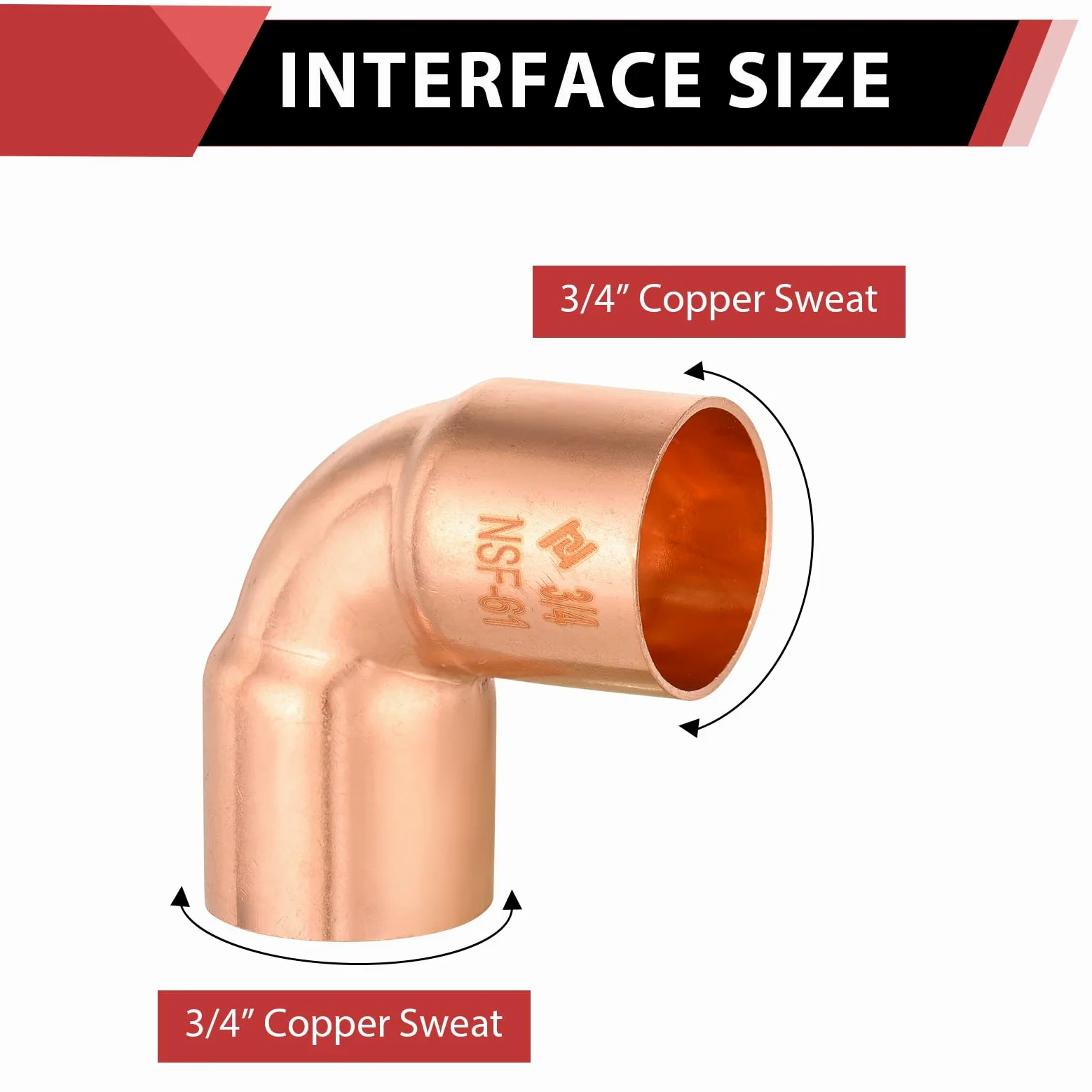 EFIELD - Codo de cobre de radio corto de 90 grados de 90 grados, accesorios de fontanería de cobre LF con conexión de soldadura de sudor, paquete profesional (paquete de 25)