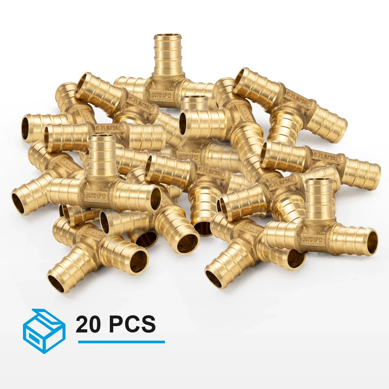 (20 unidades) 1/2 pulgada PEX Tee F1807, accesorio de crimpado de latón LF para tubo PEX-b
