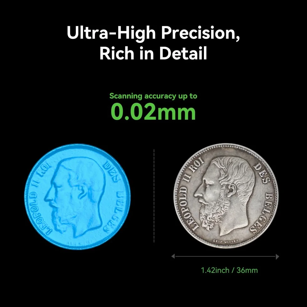 Creality Escáner 3D CR-Scan Otter, Sistema Estéreo de Cuatro Lentes para Escaneo de Objetos/Cuerpos/Caras a Todo Color de 10-2000mm,Precisión de hasta 0.02mm Velocidad de 20fps (MacOS/Windows)