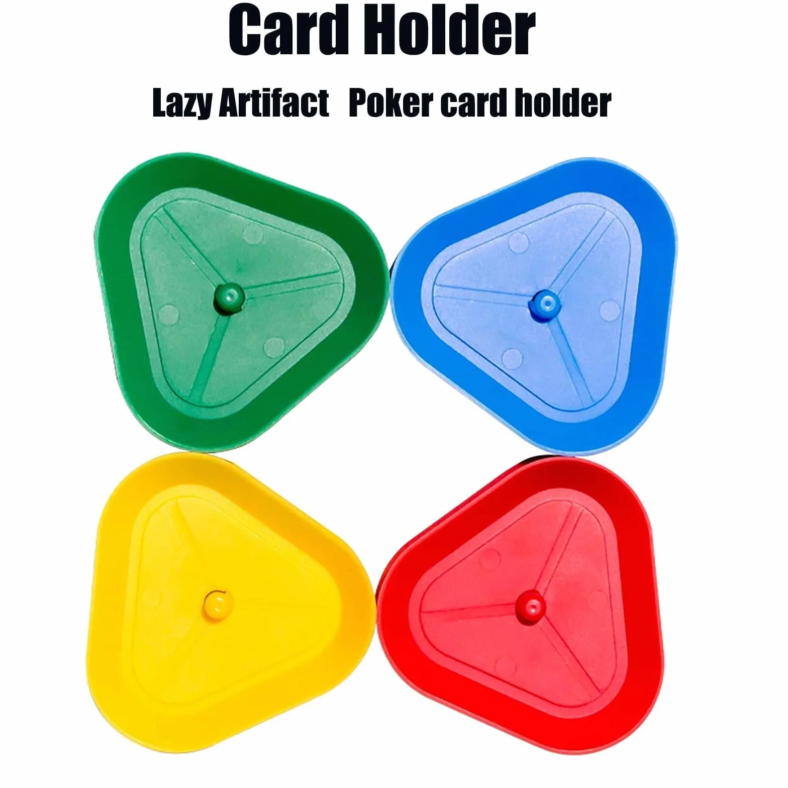 Soporte para Naipes, 4 Pcs Sujeta Cartas Triangular Playing Card Holder para Niños Adultos