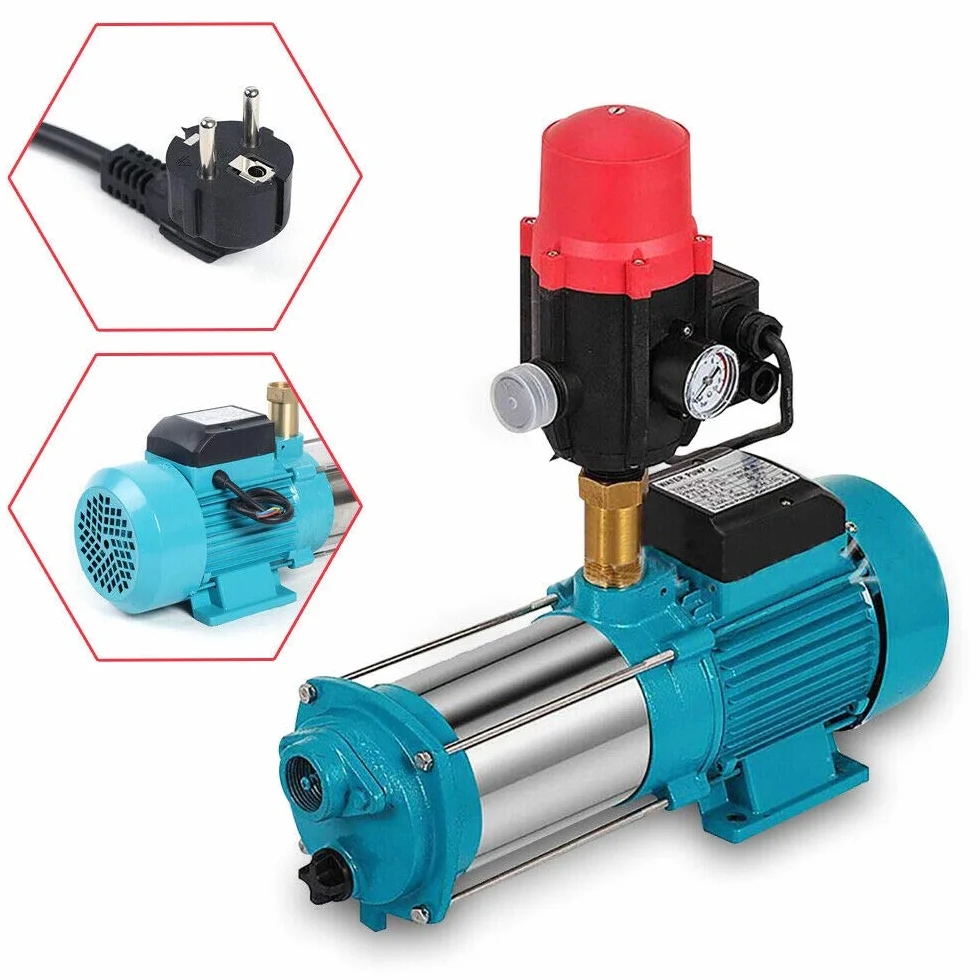 Bomba centrífuga de 1300 W, bomba de agua doméstica, para jardín, con interruptor de presión, bomba de agua potable, 6000 l/h, autoaspirante, 9,8 bar (1300 W con conmutación automática)
