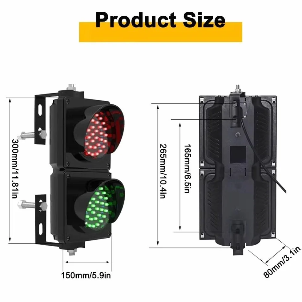 Semáforo LED con Control Remoto, Señal De Tráfico 2 En 1 Roja Y Verde, Carcasa De Policarbonato Negra, Impermeable IP65 For Exteriores, Apto For Carreteras Y Peajes.(24V)