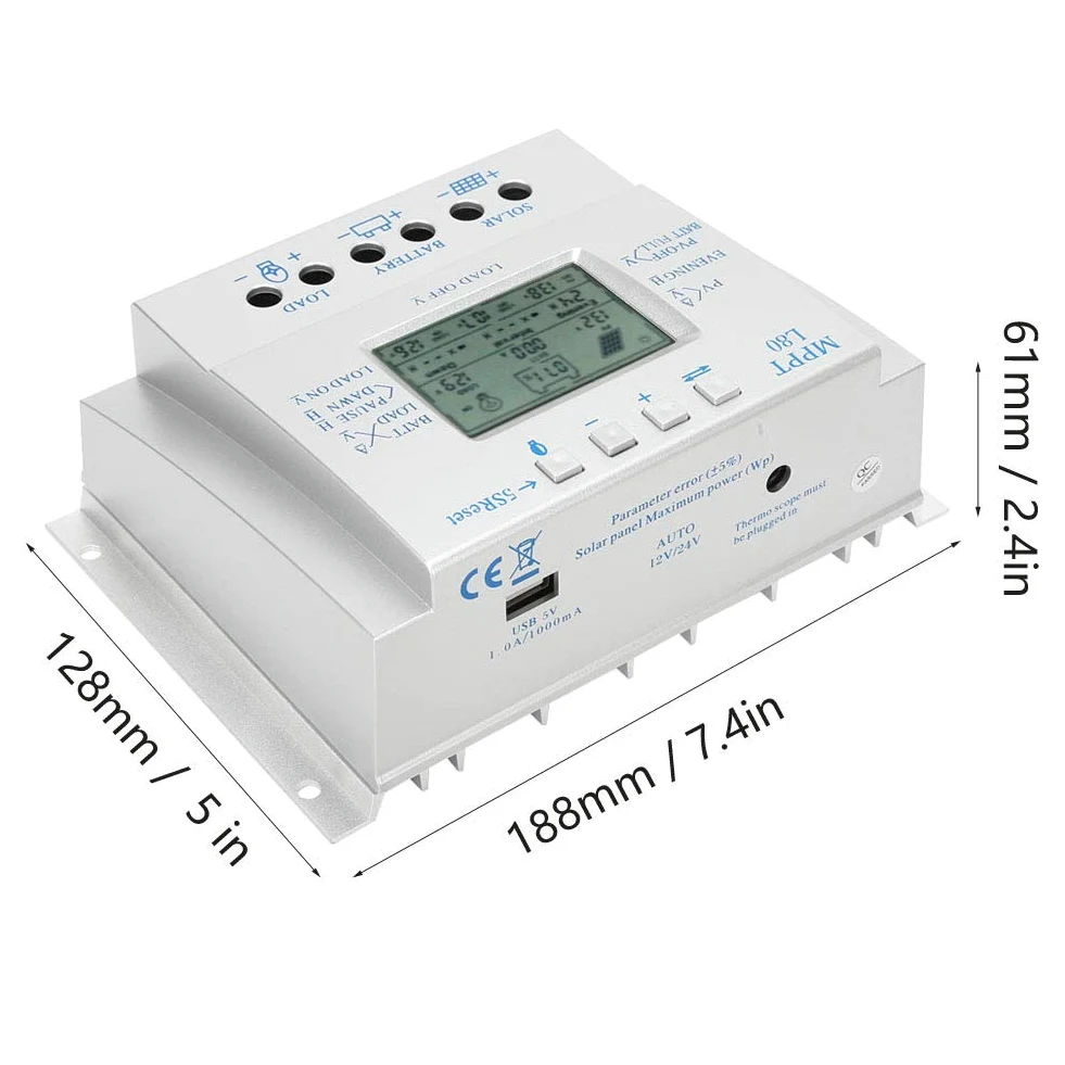 Hyuduo Controlador de Carga Solar MPPT 80A, Tecnología MPPT Avanzada, Control Inteligente, Protección contra Subtensión de Batería, Compatible con Inversores de Energía Eólica Solar