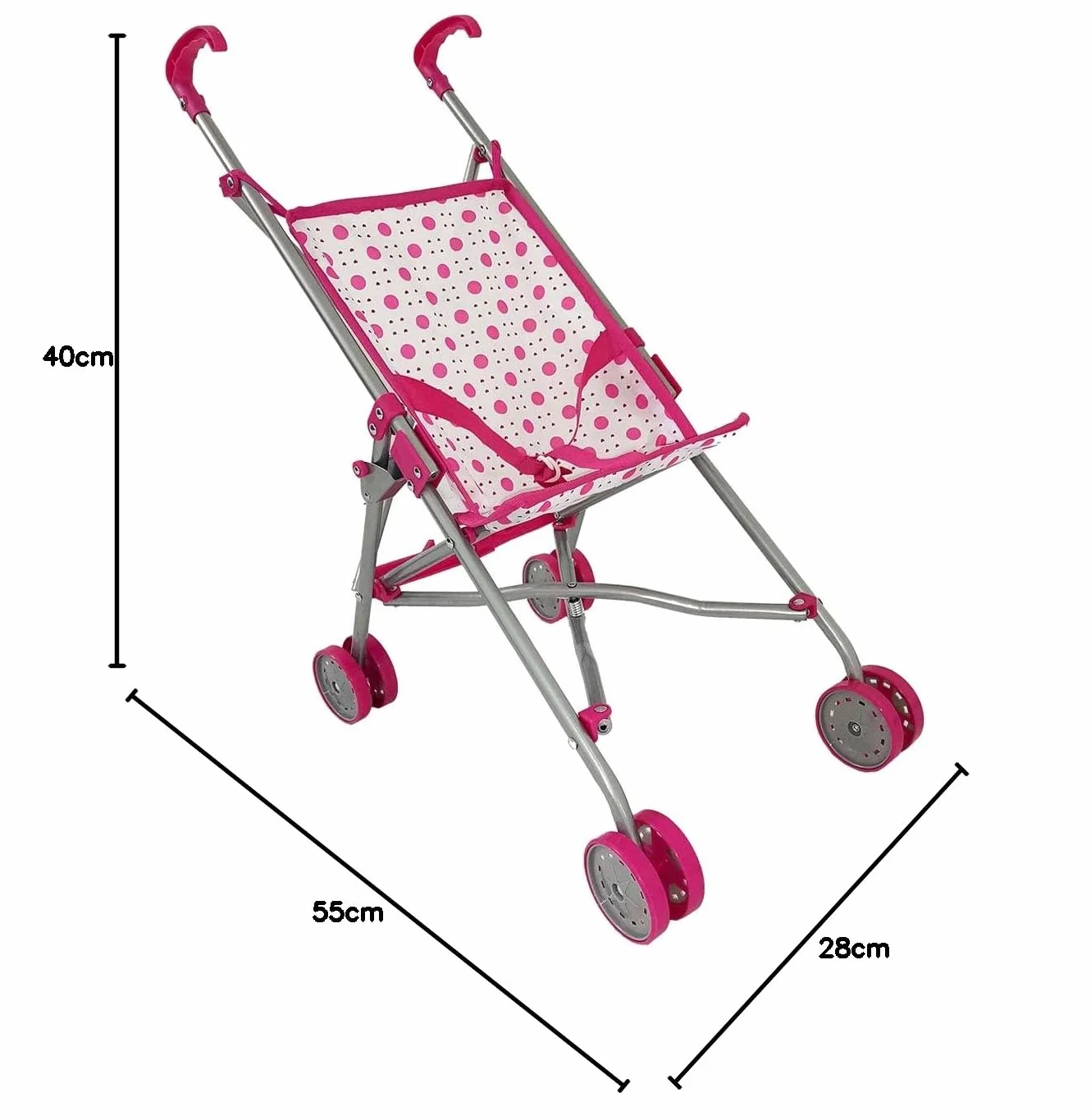 Sillita de Paseo Plegable Tipo Paraguas Rosa con Topos 55 cm