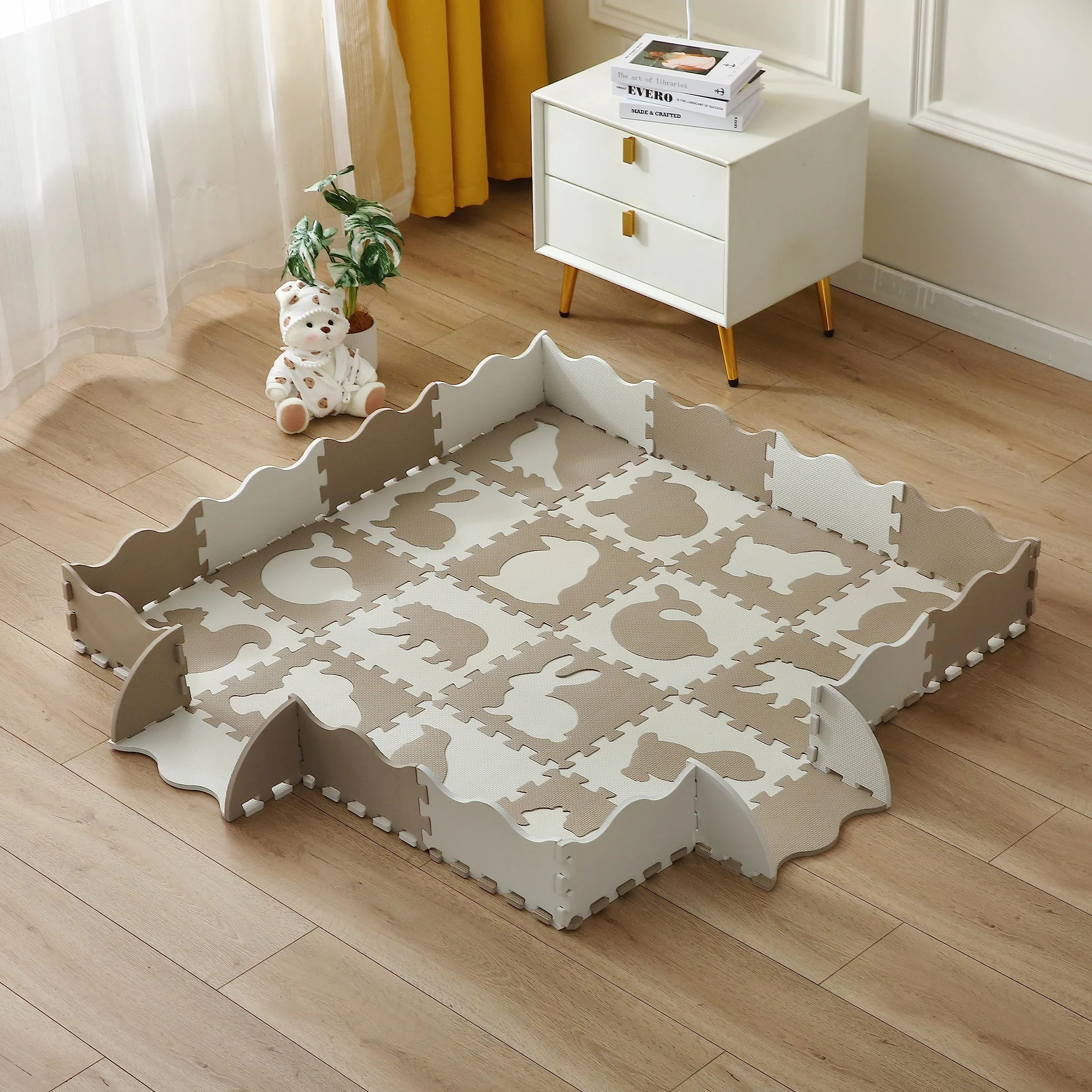 Alfombra Puzzle Infantil 16+20 Piezas 142×142×1cm Colchoneta Suelo Acolchado