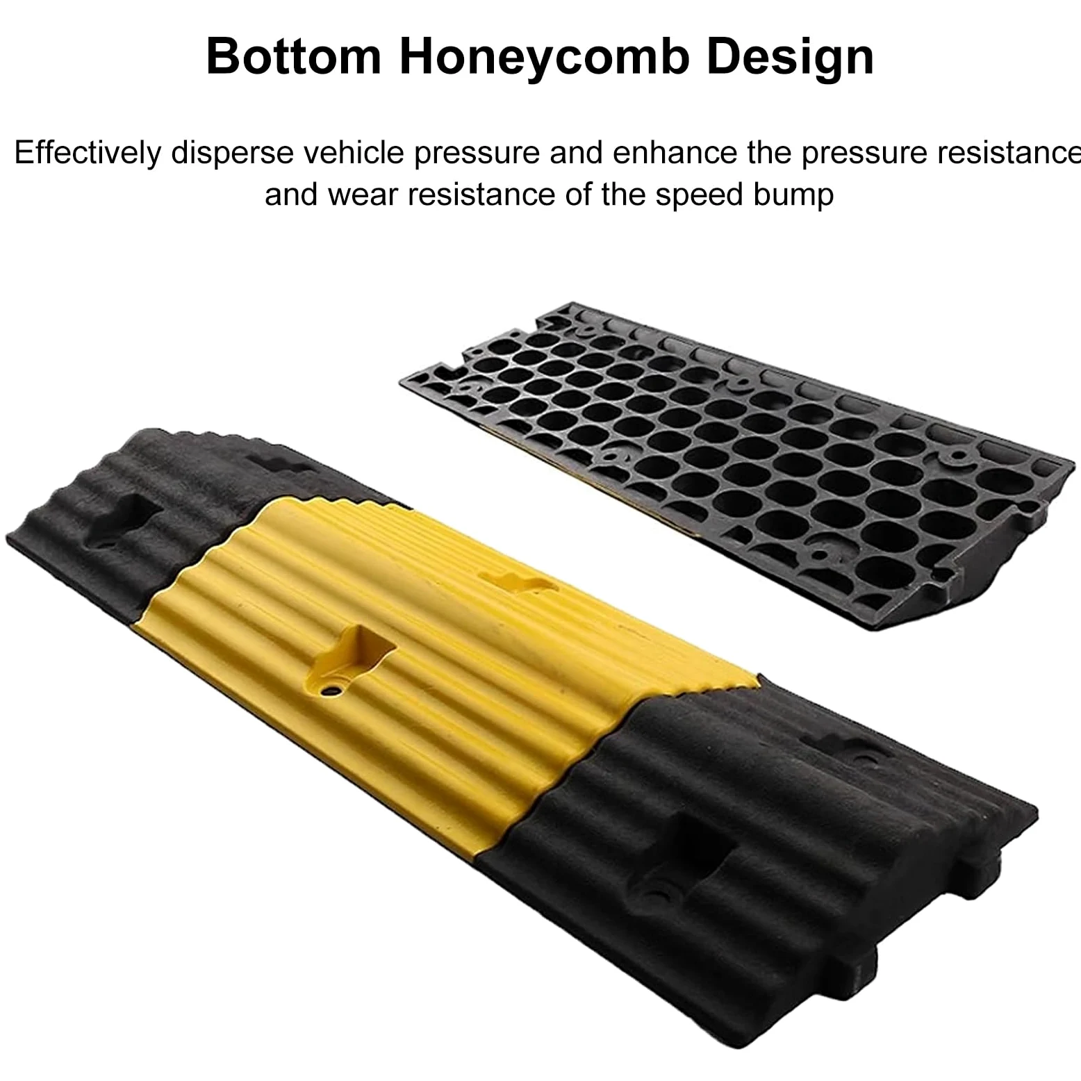 Badenes de Goma de 80 Cm, Reductor de Velocidad Modulares, Rampas Coche Empalmable de 7 Cm de Altura, Rodamiento de 50 T para Grava, Asfalto y Hormigón