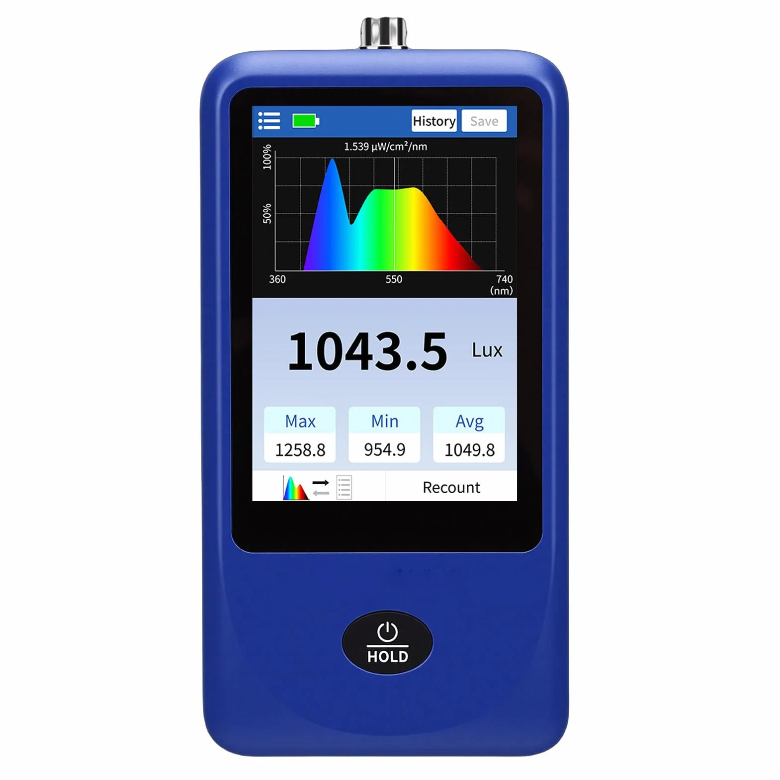 Topiky Espectrómetro de Iluminancia Digital, Medidor de Luz de Espectro Portátil, Rango 1 Millón Lx