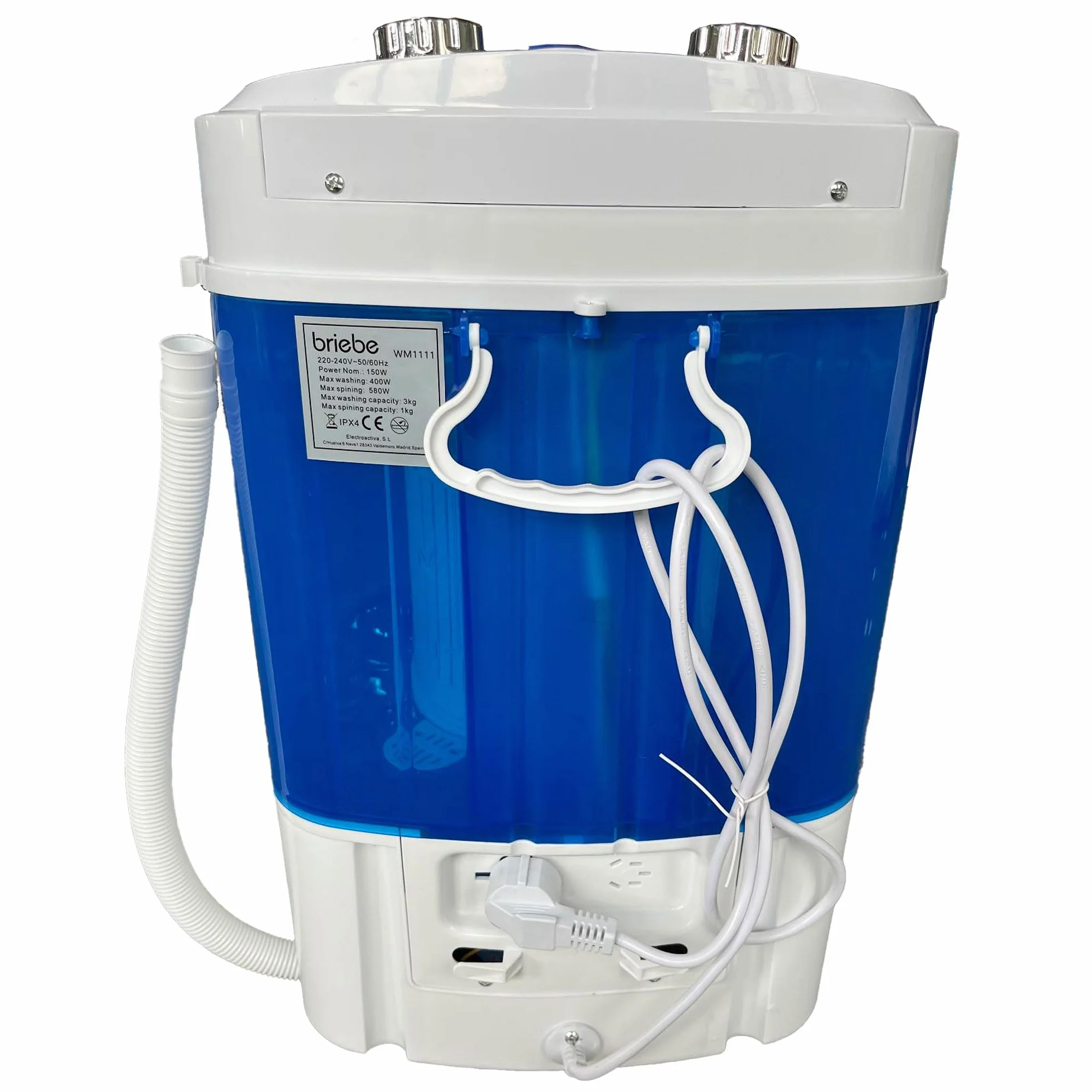 briebe Camp Mini Lavadora Portátil con Centrifugado 3kg Carga Superior Bajo Consumo
