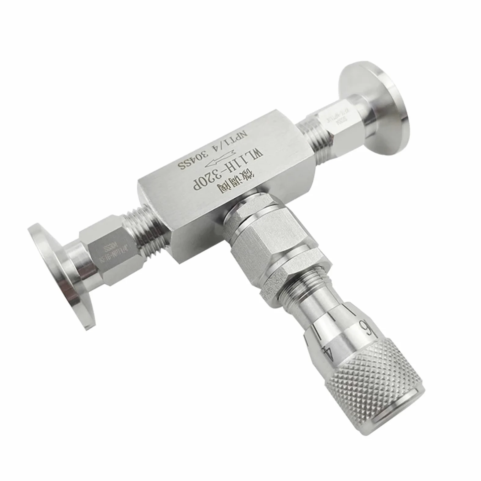 Válvula de aguja de vacío KF16 KF25 KF40 KF50, controlador de válvula reguladora de flujo de microdosificación(KF40)