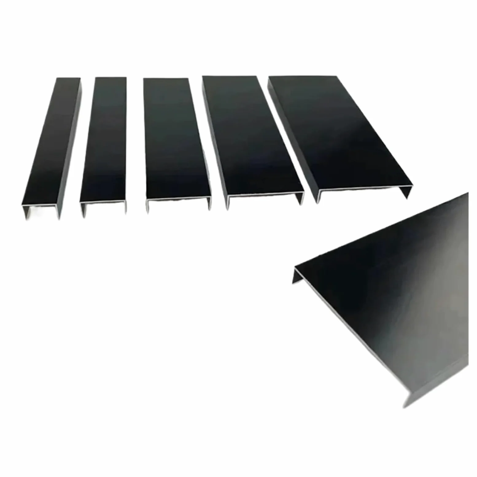 Perfil de aluminio en U, 6063 Aluminio Canal U Ranura Equilátera Negro 500mm 2 Piezas(56x25x50mm)