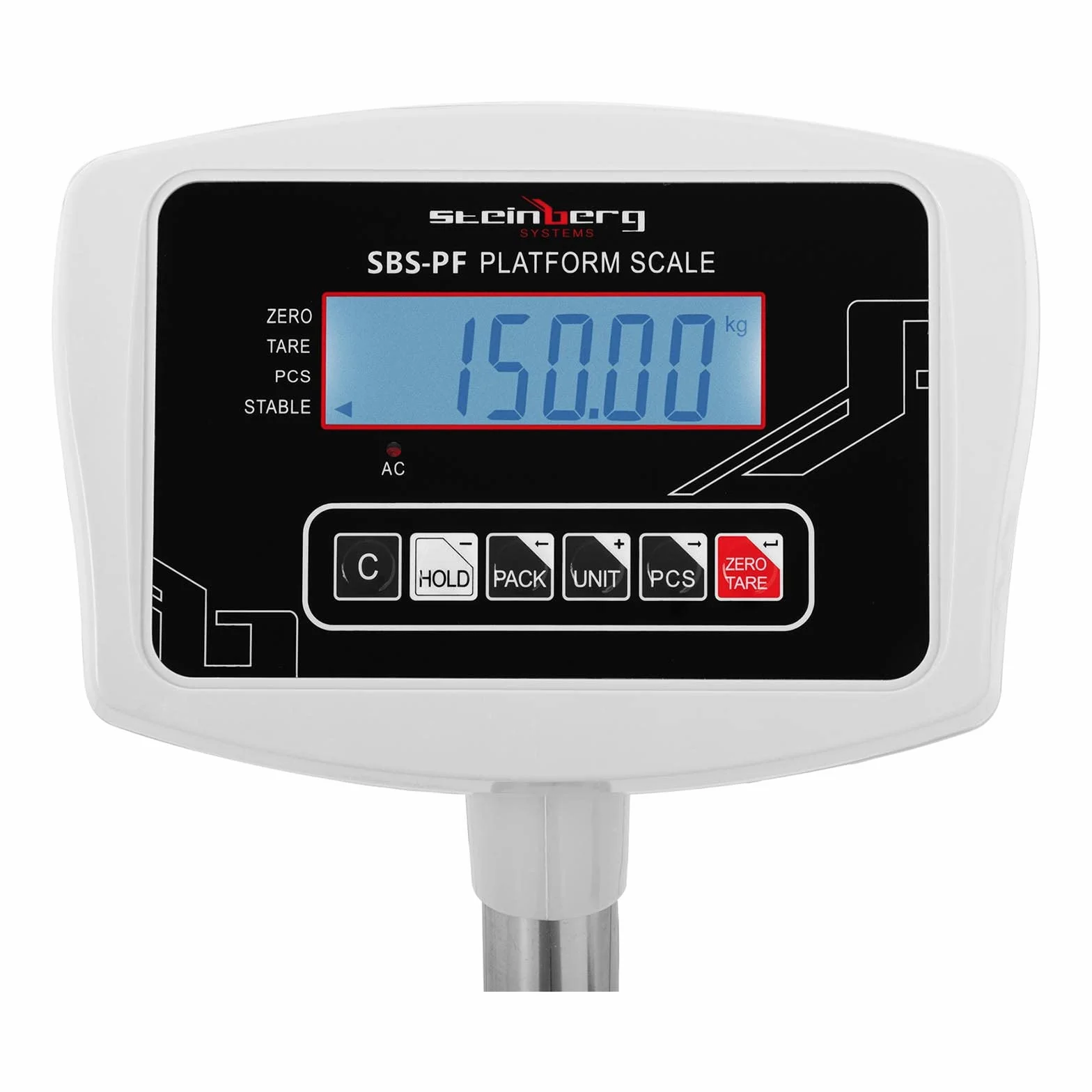 Steinberg Systems Bascula Industrial Balanza Industrial de Plataforma SBS-PF-150 (150 kg / 50 g, Superficie de pesado 45 x 60 cm, 45 x 72 x 90 cm, incl. batería y cargador, LCD)