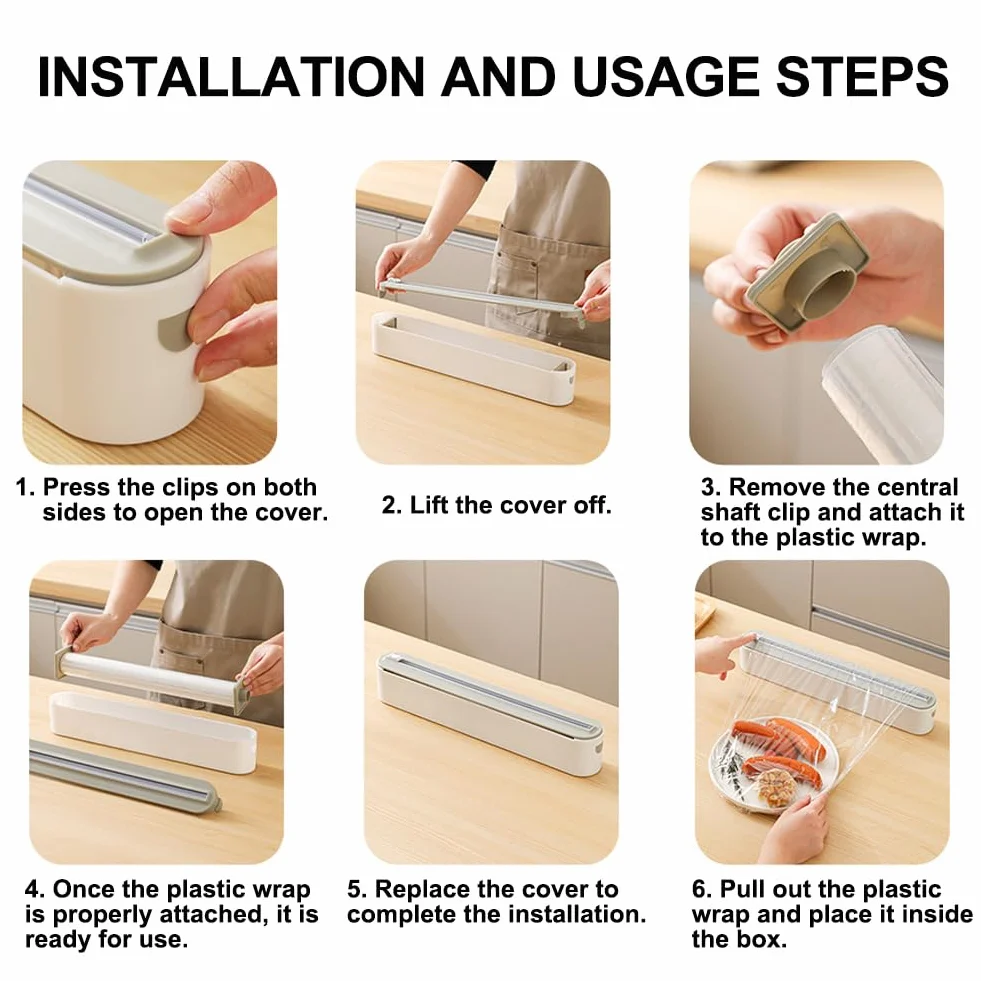 Dispensador Papel Aluminio y Film 2PCS Rellenable Magnético para Cocina con Cortador