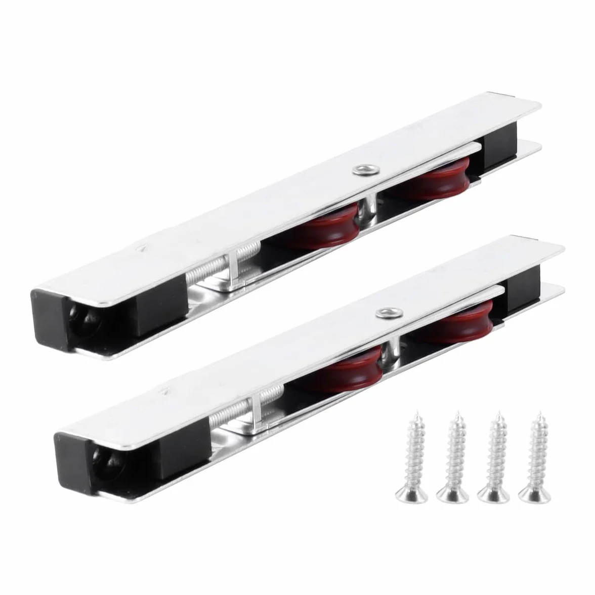 Ausi 2 rodillos para puertas corredizas de patio con doble polea de acero inoxidable para puertas de PVC, madera, aluminio y aleación de nailon, 160 x 12 x 20 mm.