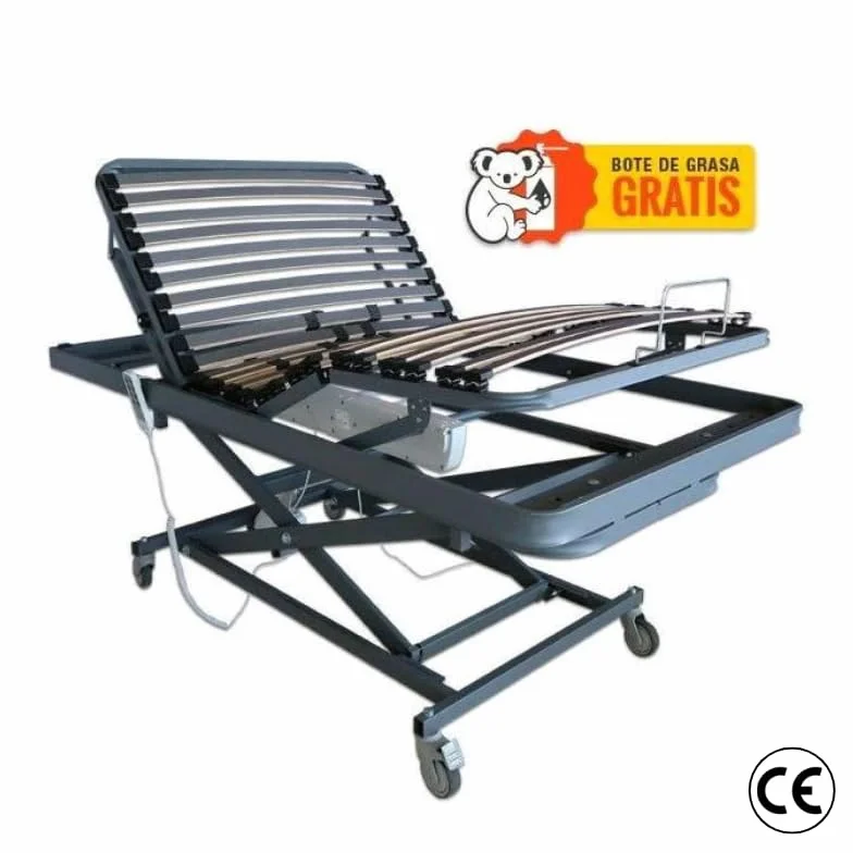 Ventadecolchones - Camas Articuladas Geriátrica de Hospital con Carro Elevador de 90 x 190 cm, con Bote de Grasa y Servicio de Subida y Montaje