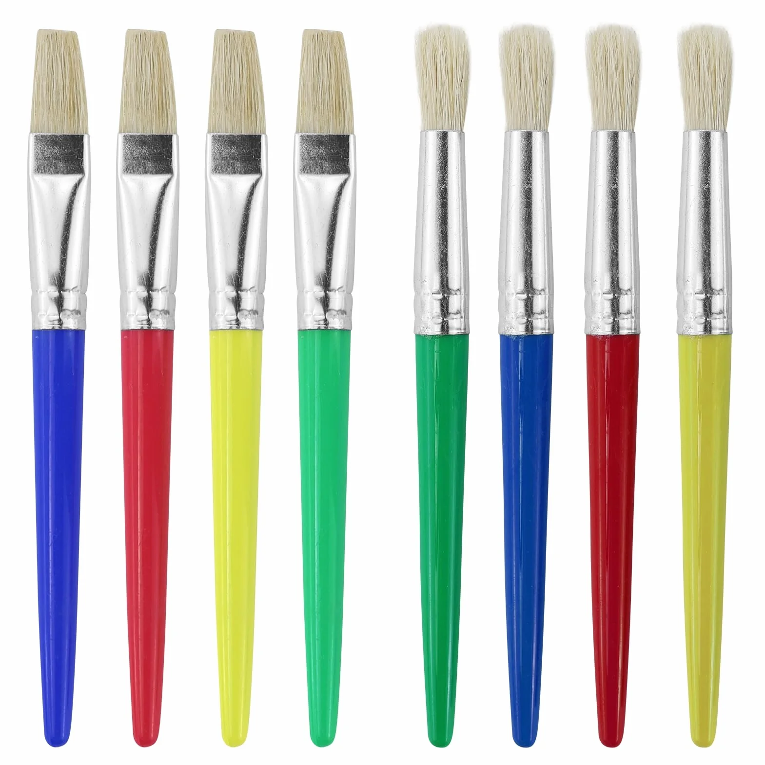 Pinceles de pintura para niños, redondo, preescolar, principiantes, 8 piezas