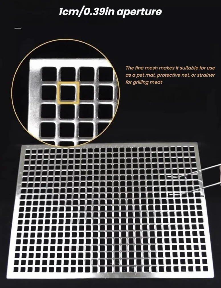 Rejilla de acero inoxidable 304 perforada 30x30cm para ventilación y ahumado