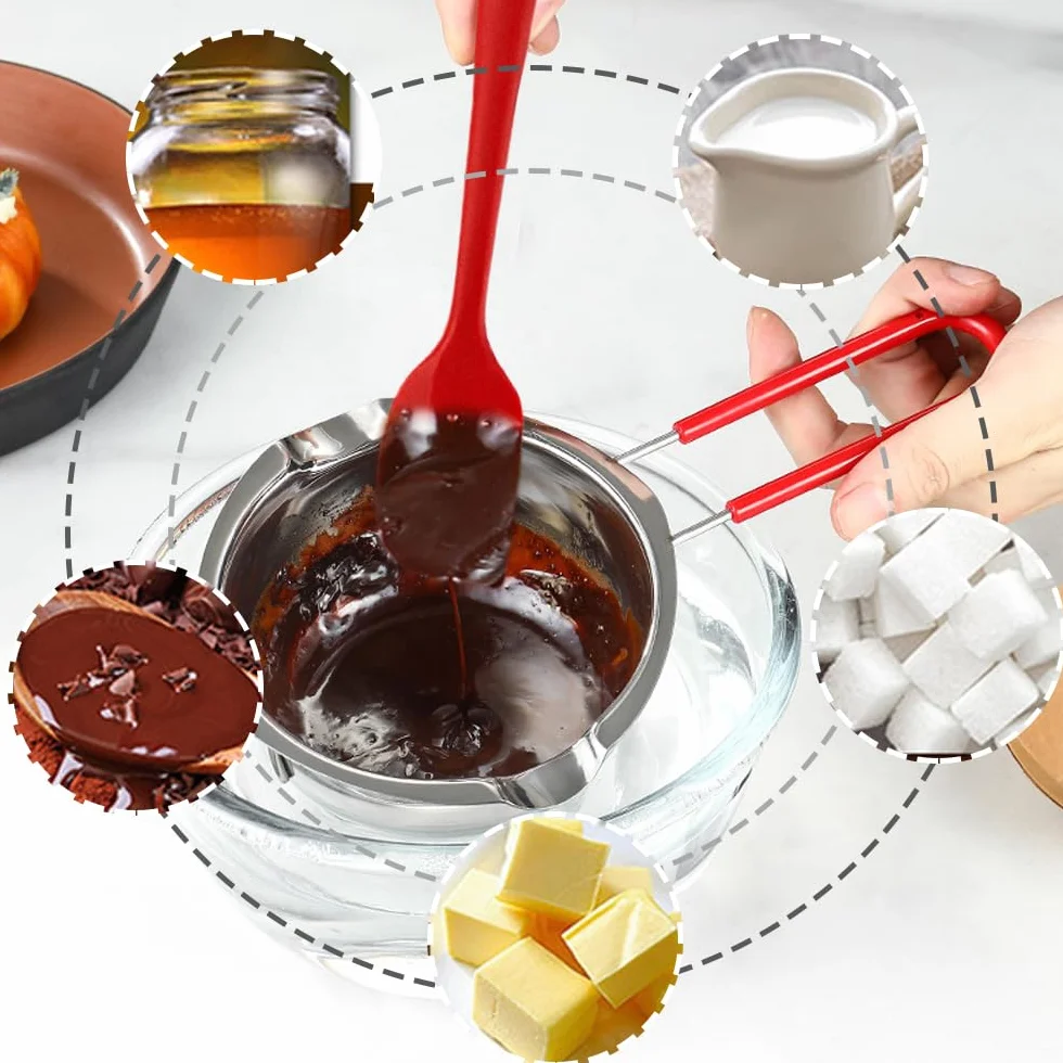 Crisol de Chocolate INOX 600ml para Derretir, Mango Antiquemaduras