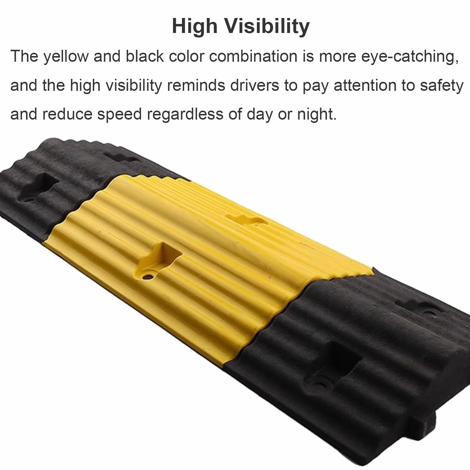 WXXZCE 80cm Reductor de Velocidad Vial, Reductor de Velocidad de Goma, Reductor Velocidad Coche, Altura 6cm, Se Pueden Empalmar, Carga Máxima 40t, para Garajes, Caminos de Grava, Asfalto y Hormigón