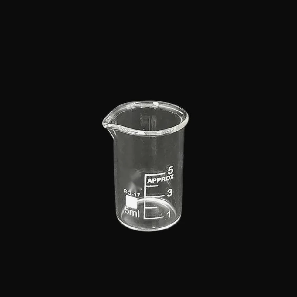 Cilindro graduado y vaso de precipitados, equipo de laboratorio de vidrio de borosilicato, forma baja, 5 ml, 10 ml, 25 ml, transparente, ideal para uso en laboratorio