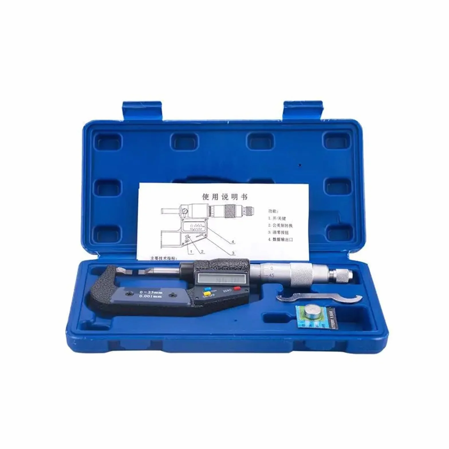 Herramientas de medición 0-25 mm 0,001 Micrómetro digital doble punta exterior Micrómetros electrónicos con carburo Fácil de leer