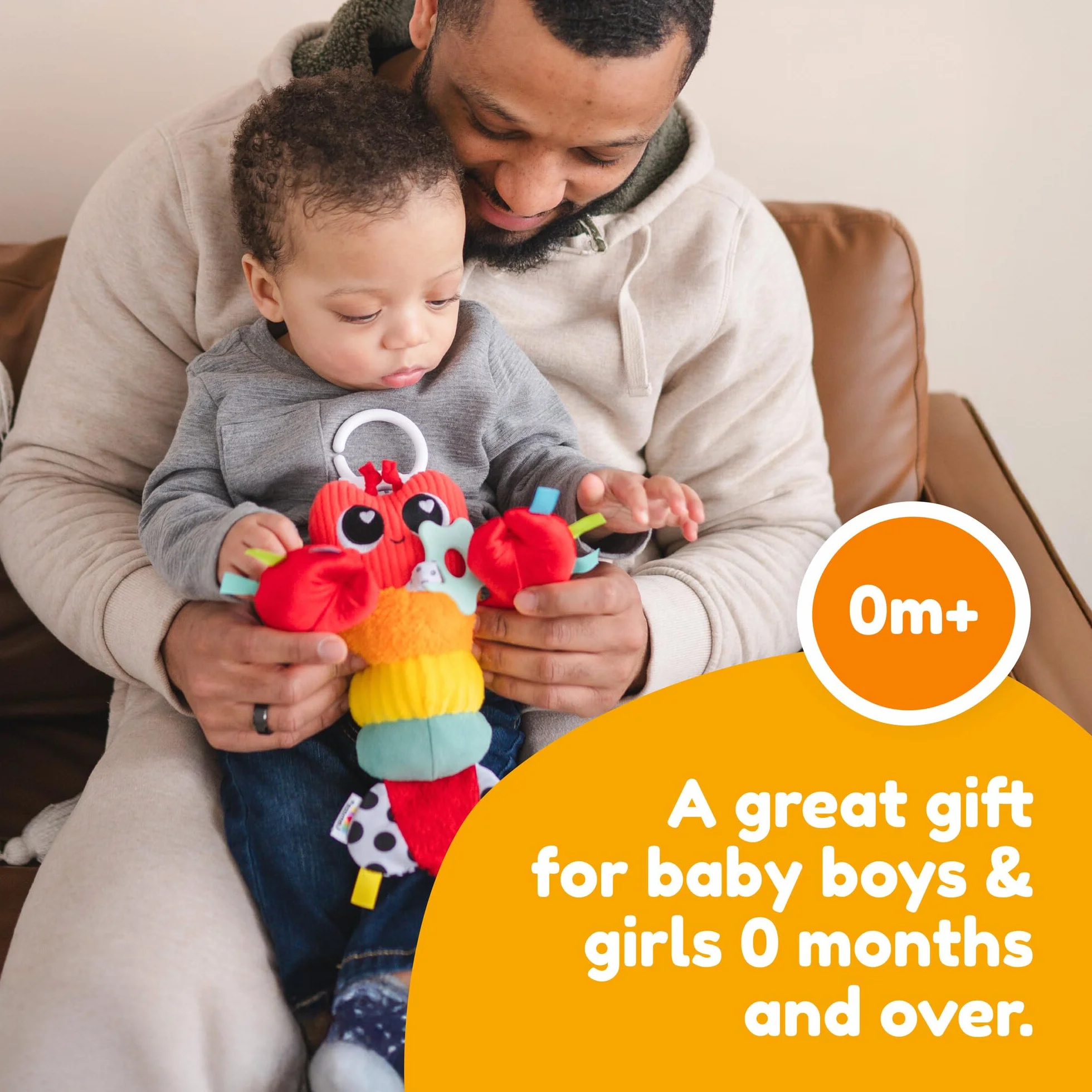 LAMAZE Liam Der Hummer Clip & Go, Juguete Sensorial de Clip, Langosta Texturizada con Mordedor y Campana