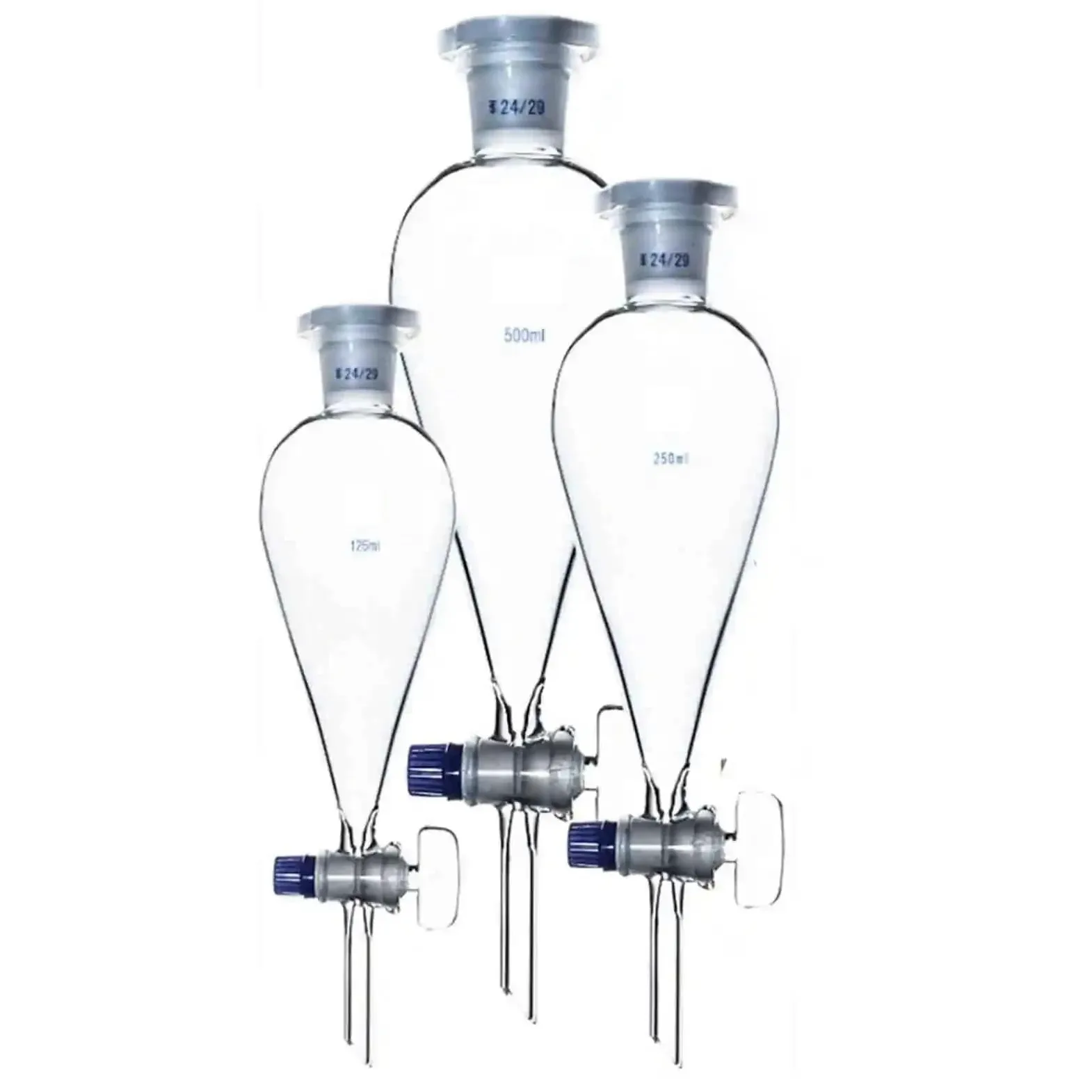 Embudo de separación en forma de pera de vidrio de borosilicato con llave de paso for laboratorio químico(1000ml Joint 29-32)