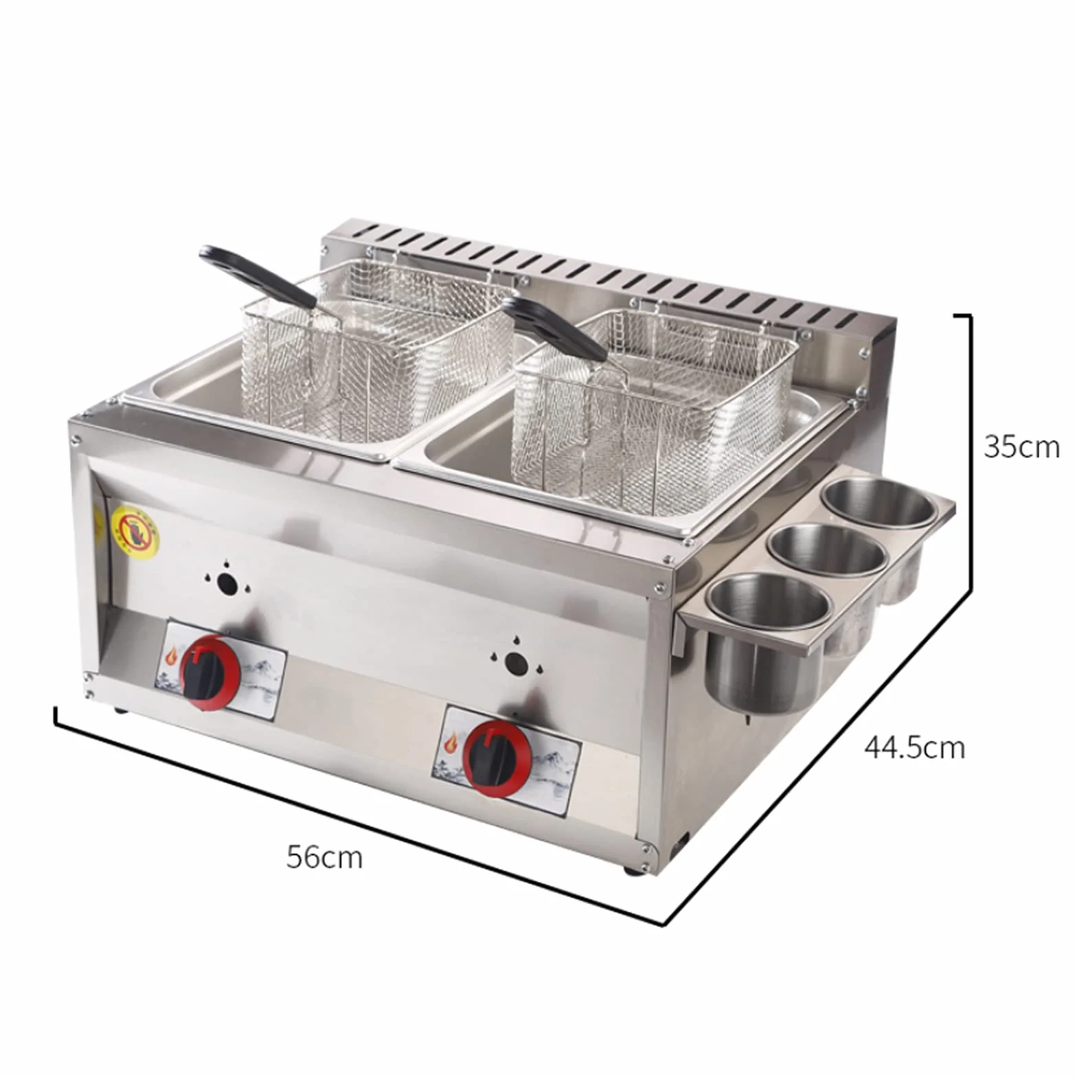Freidora de gas 20 L, freidora de gas profesional de acero inoxidable comercial con cuchara de cesta para encimera de restaurante comercial Máquina para cocinar alimentos