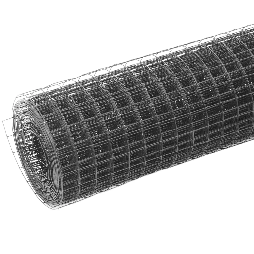 Brokky Alambrada de gallinero Acero Revestimiento Malla gallinera Metalica Valla Metalica Exterior PVC Gris 25x1 m