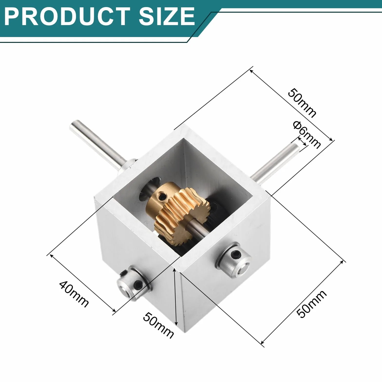 QUARKZMAN Caja De Engranajes De 90 Grados De Ángulo Recto Caja De Engranajes Gusano Reductora 1:20 Caja De Engranajes Reductora 1 Módulo 20 Dientes Con Eje De 6mm 100x100x50mm(LxAxA)