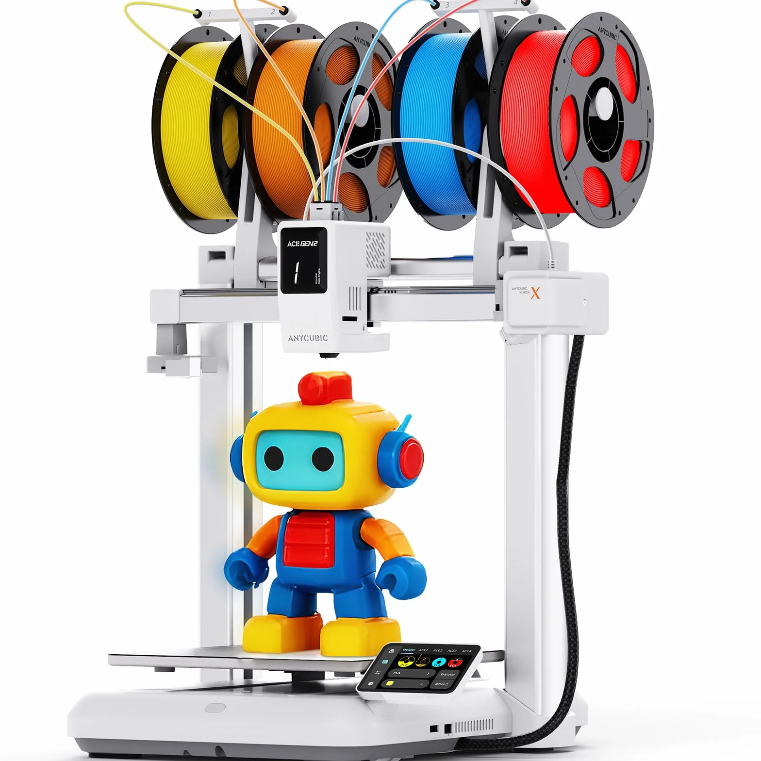 Anycubic Kobra X Impresora 3D Multicolor, Impresión con Multifilamentos Blandos y Duros, Autonivelación Mejorada, Impresión en 4 Colores (hasta 19 Colores), Tamaño de Impresión: 260 x 260 x 260 mm