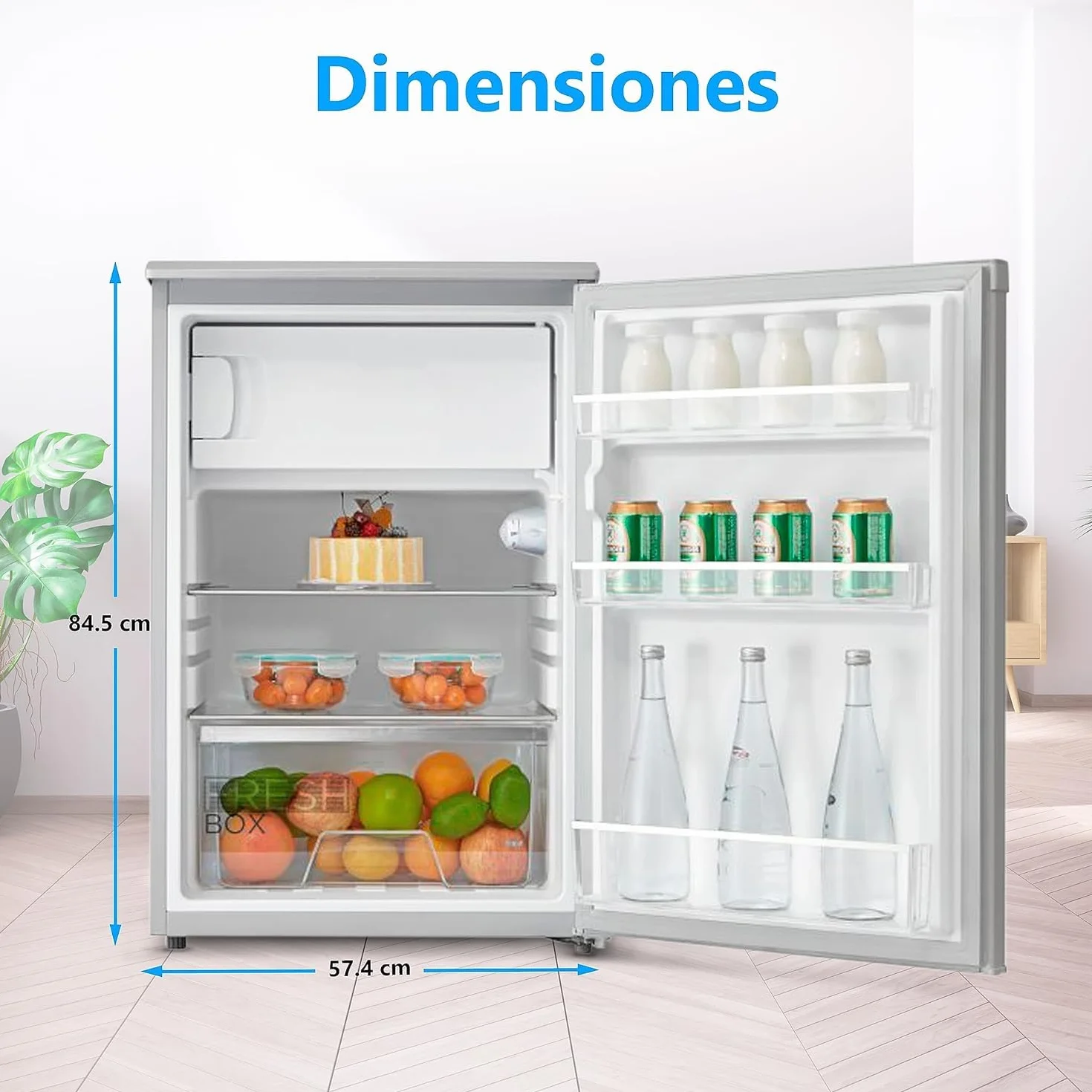 Midea Mini Frigorífico 113L con Congelador Silencioso 39dB Bajo Consumo