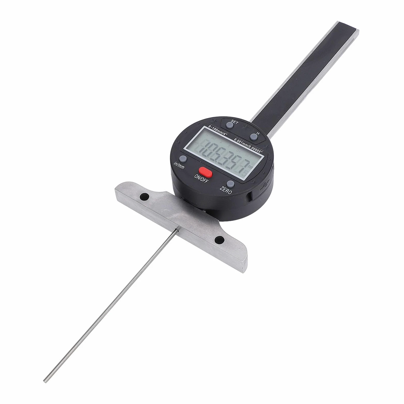 Medidor de Profundidad Electrónico, Acero de Aleación, Pantalla LCD, Medidor de Profundidad Digital Preciso con Precisión de 0,001 Mm para Carpintería y Metalurgia