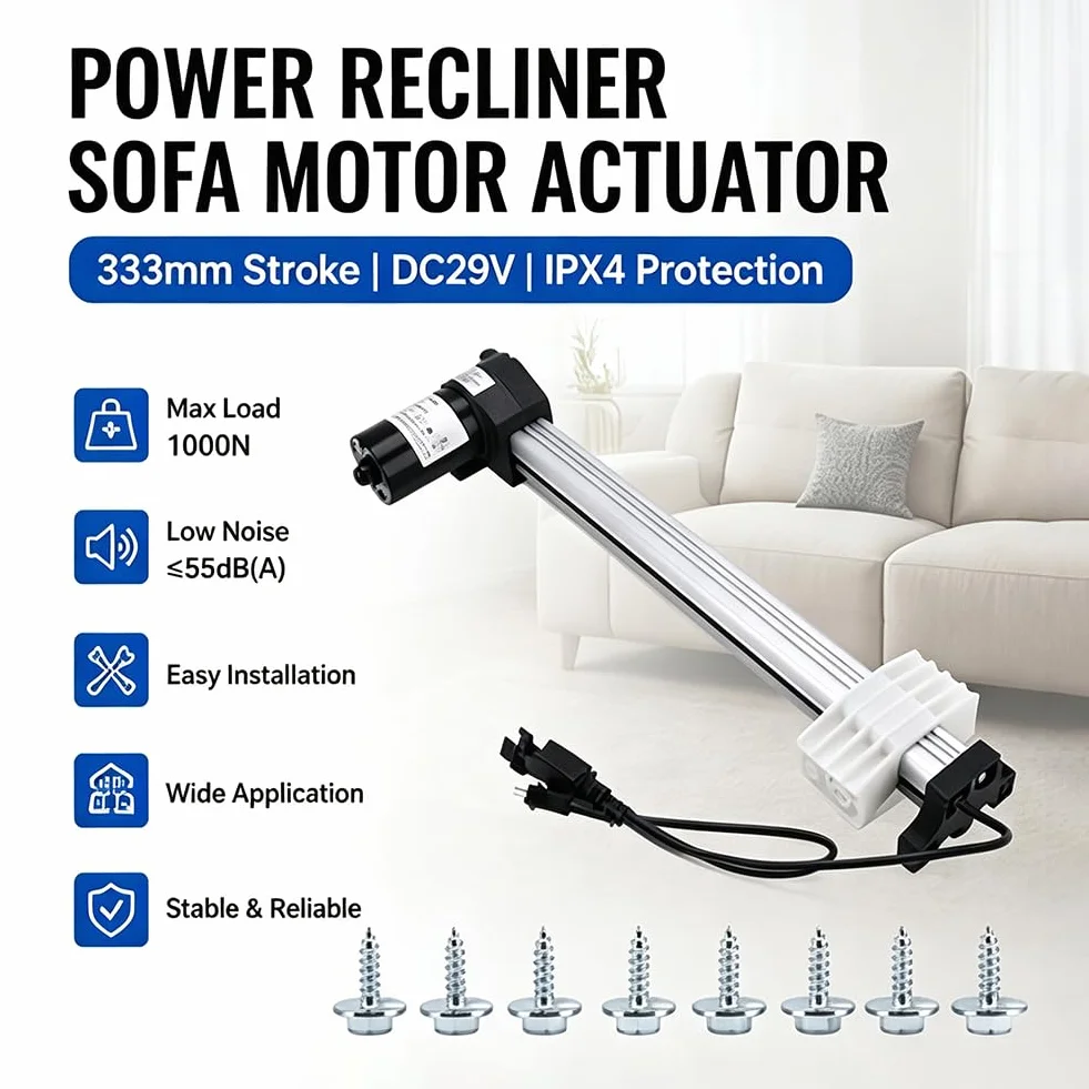 Motor de sofá reclinable de Potencia, sillas de elevación de sofá Motor reclinable de Potencia y actuador Lineal actuador de 333 mm de protección IPX4 DC29V para sillas