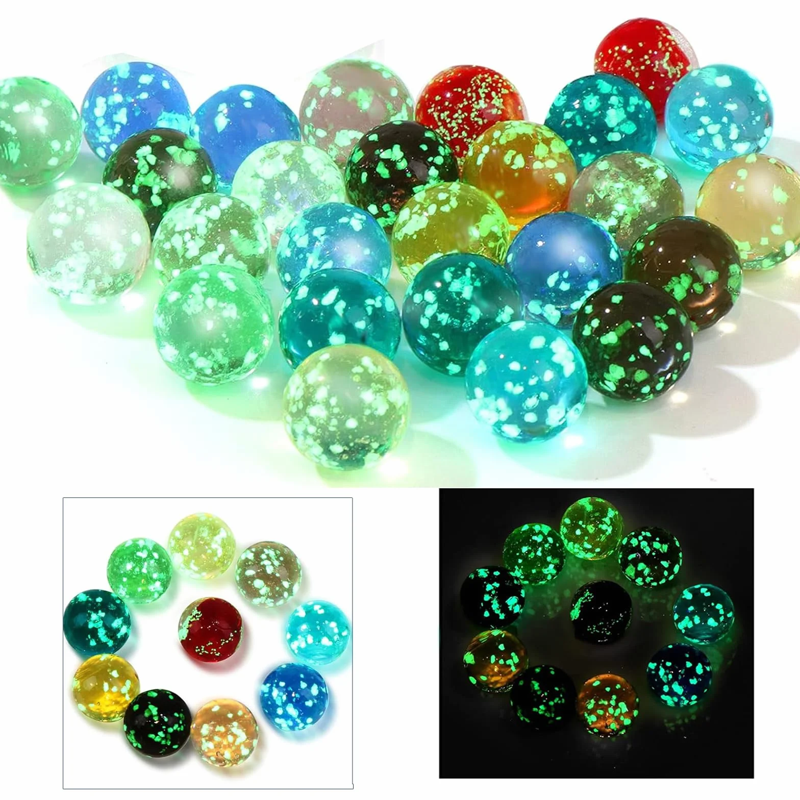 Canicas De Cristal 8mm Luminosas Que Brillan En La Oscuridad Decoración Hogar Juguetes Retro
