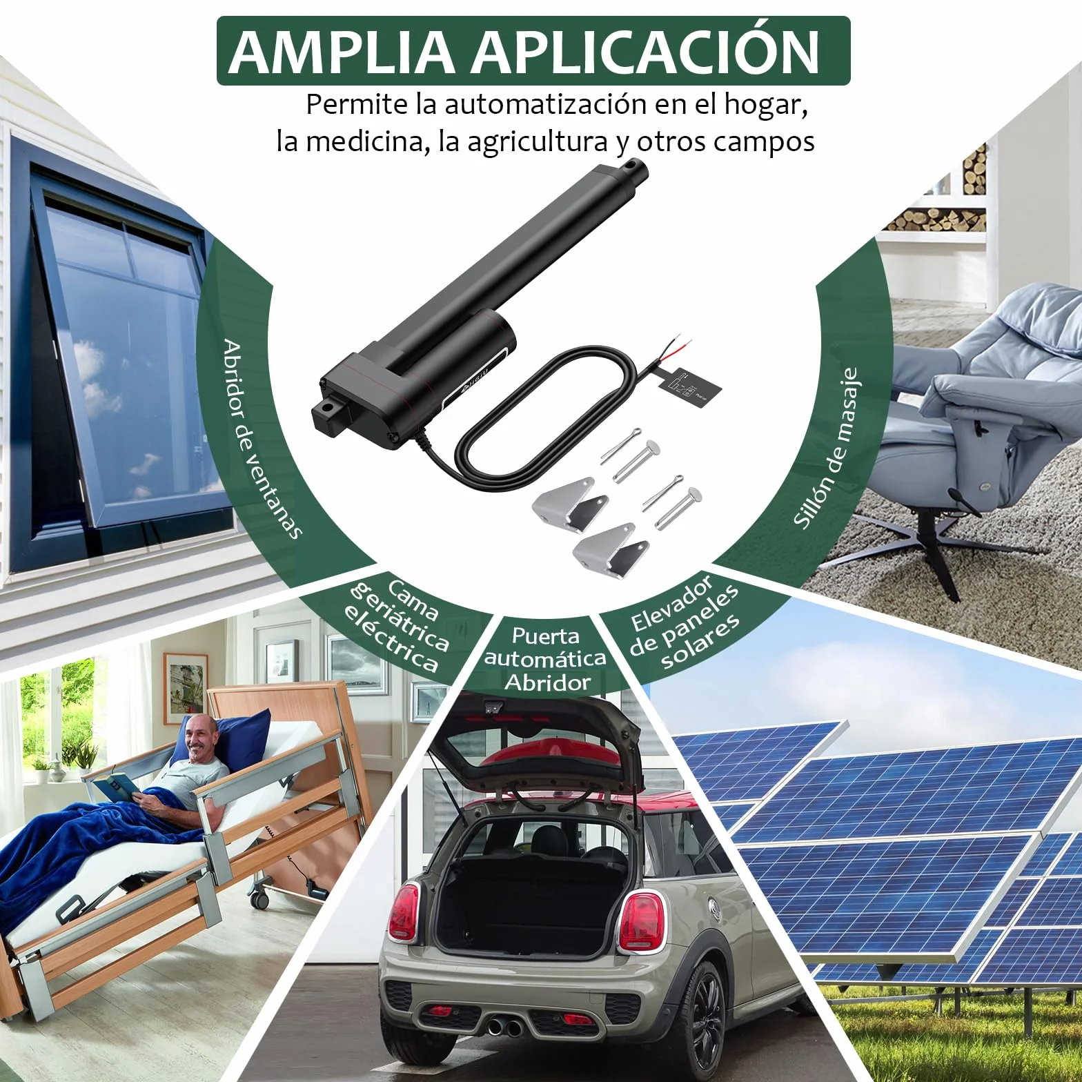 JiGiU 200mm 12V Actuador Lineal 660lbs 3000N 5mm/s IP65