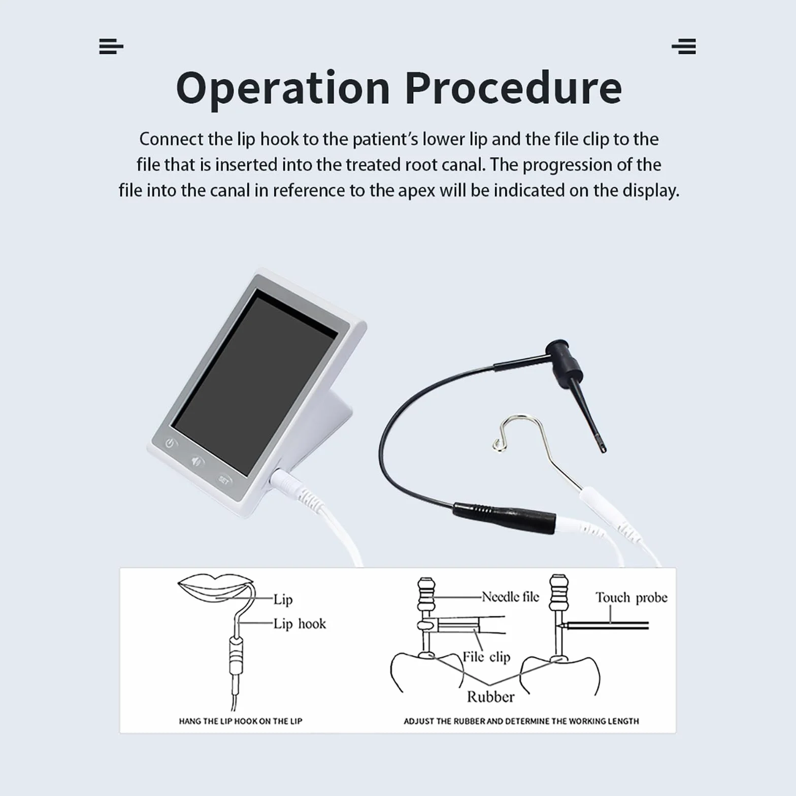 Localizador De Longitud del Ápice, Instrumento De Medición De La Longitud del Conducto Radicular Dental, Utilizado para Observar El Estado Interno De Los Dientes Y La Cavidad Bucal