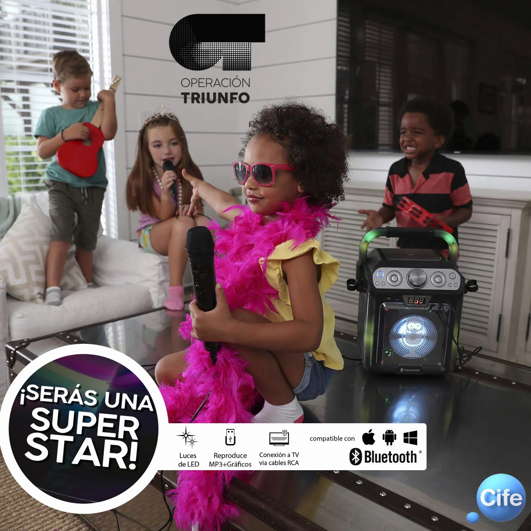Operacion Triunfo Karaoke Negro con Luces LED