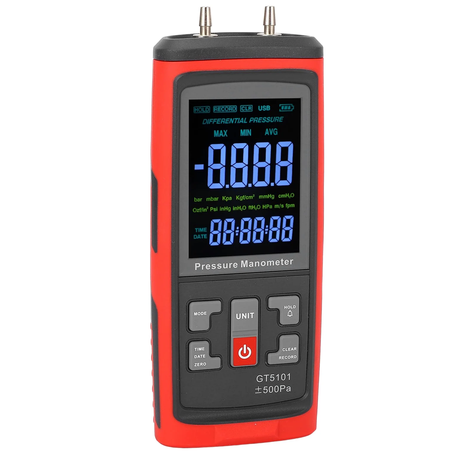 Generic Manómetro Digital Medidor de Presión Diferencial Multifuncional de Alta Resolución para Medición de Gas Pruebas de Laboratorio Material ABS