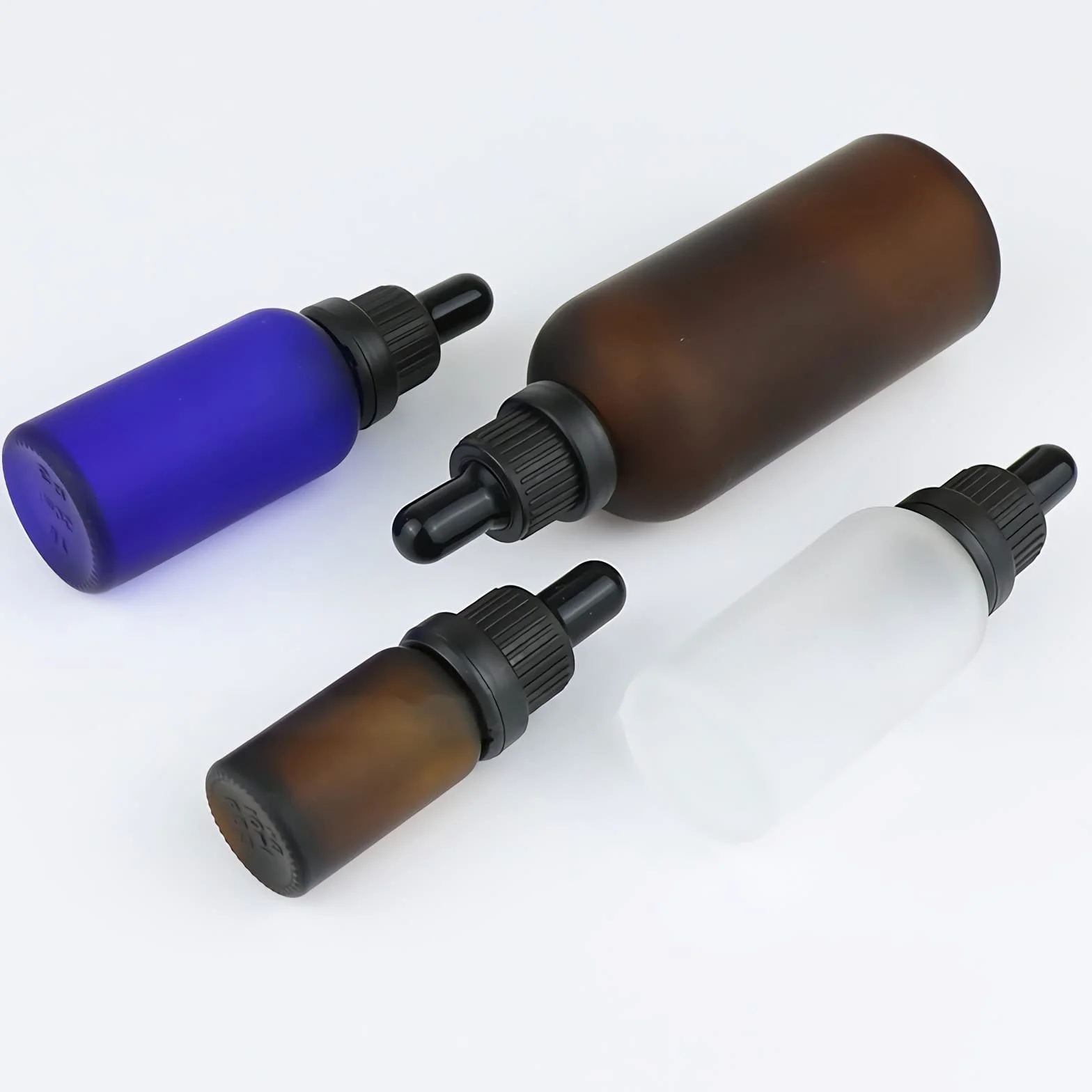 24 Pieza, 50ml Mate Azul Botellas de Cristal con Pipeta, Frasco Cuentagotas Cristal con Tapón de Rosca Negro a Prueba de Manipulaciones para Aromaterapia Aceites Esenciales