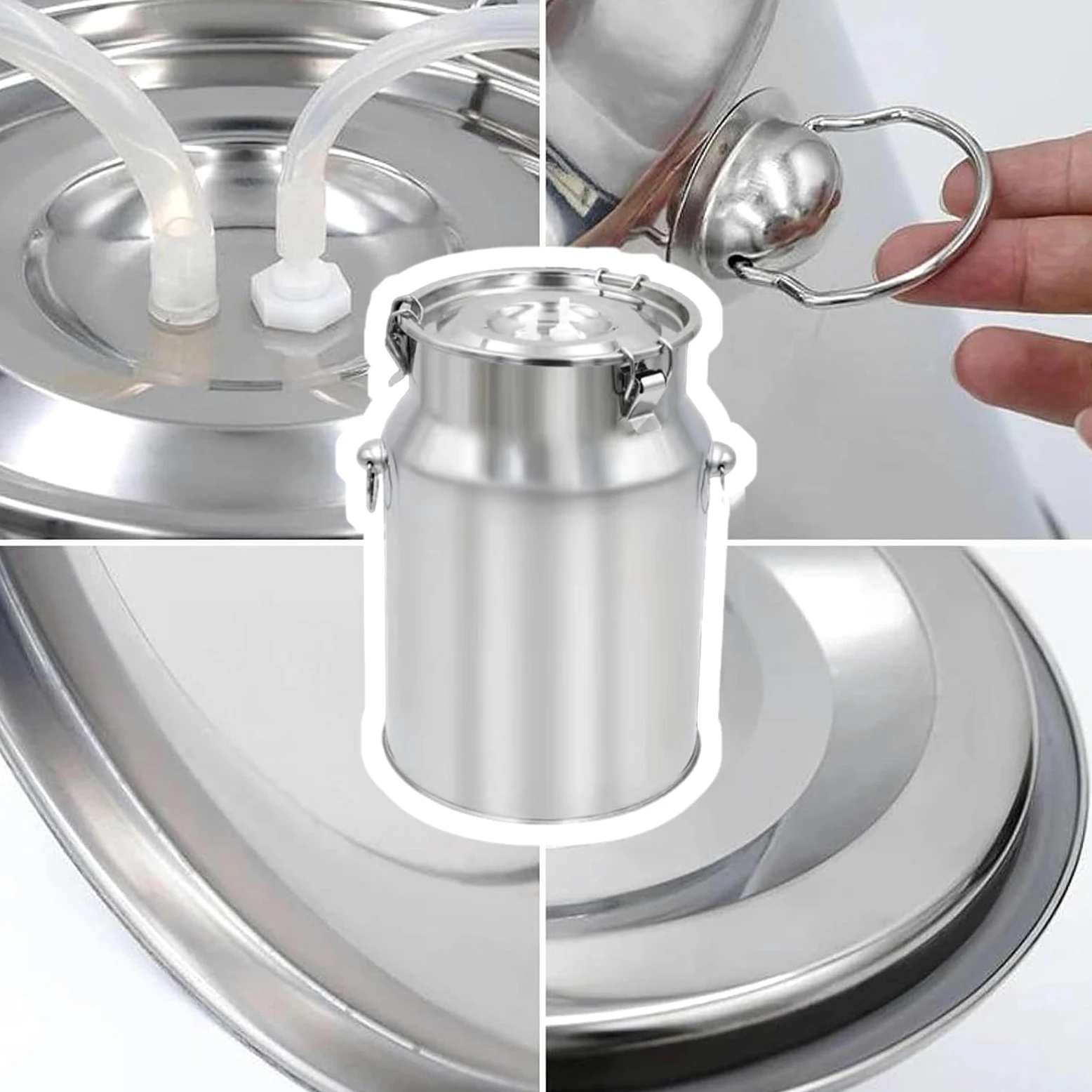 Cubo de leche de acero inoxidable de 10 L para vaca y caballos, accesorios inoxidables para ordeñadora